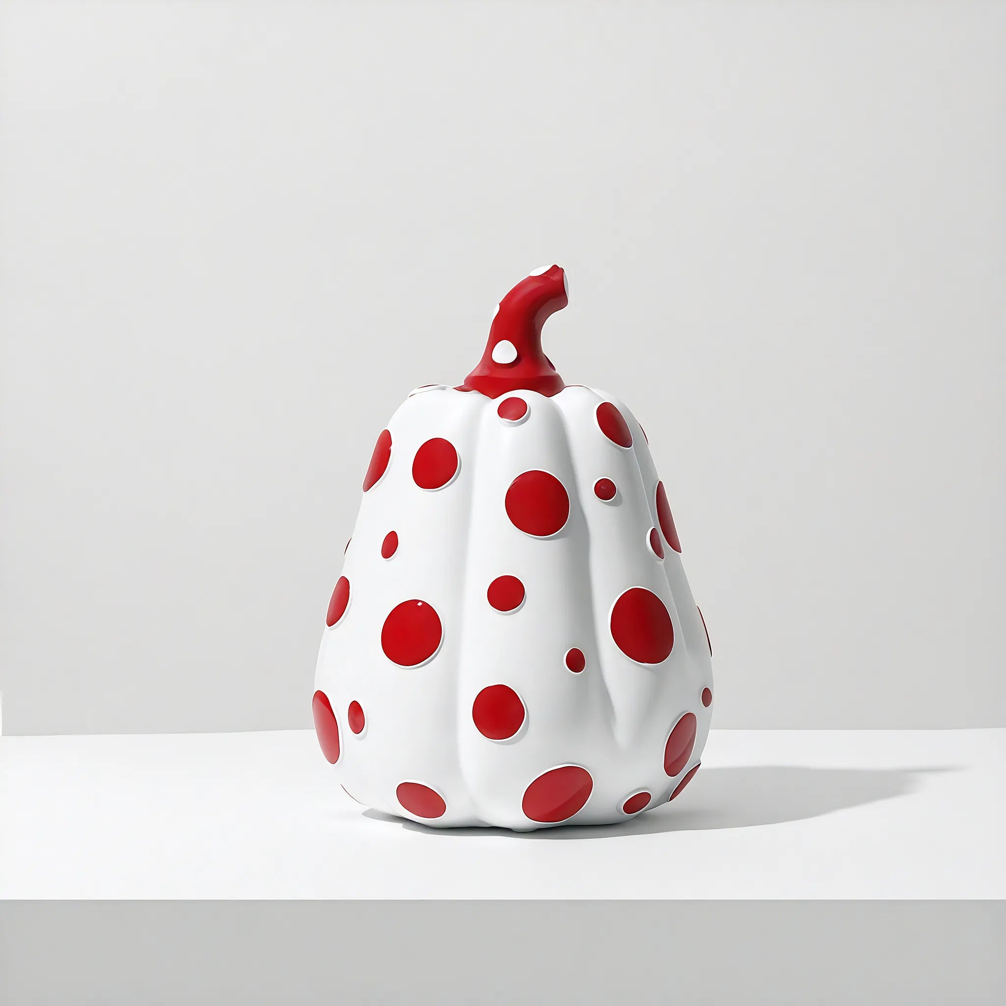 Polka Dot Pumpkin & Gourd – Kusama-Inspired Art Sculpture Aescraft White-Red (A)