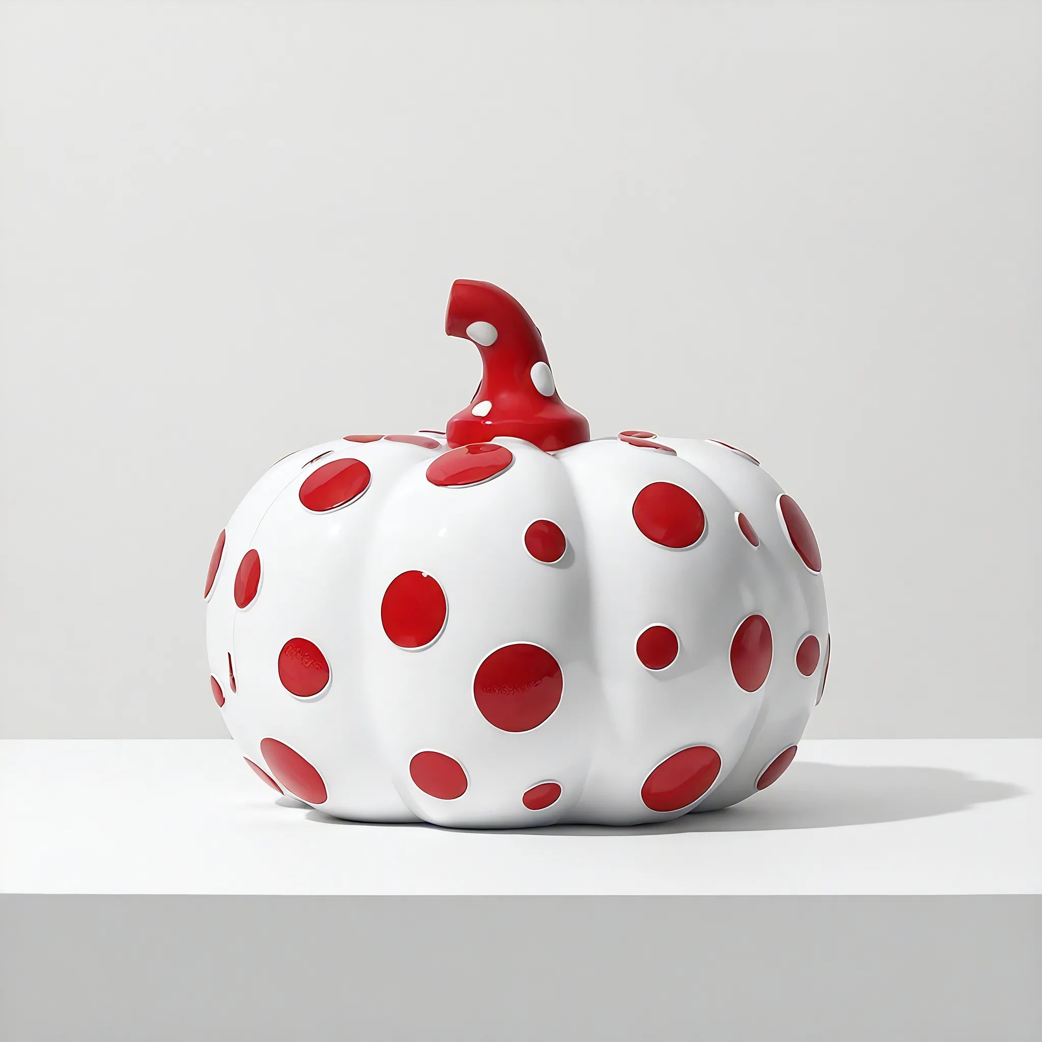 Polka Dot Pumpkin & Gourd – Kusama-Inspired Art Sculpture Aescraft White-Red (B)