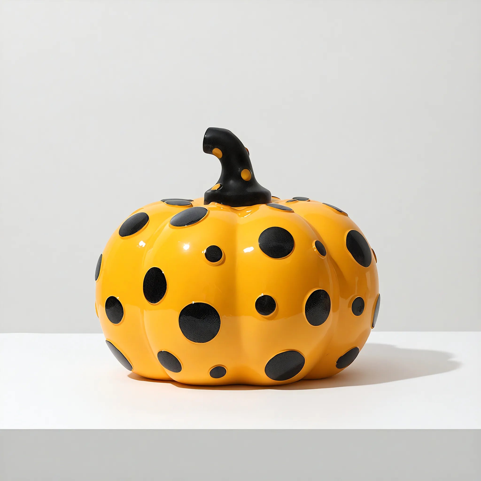 Polka Dot Pumpkin & Gourd – Kusama-Inspired Art Sculpture Aescraft Yellow-Black (B)