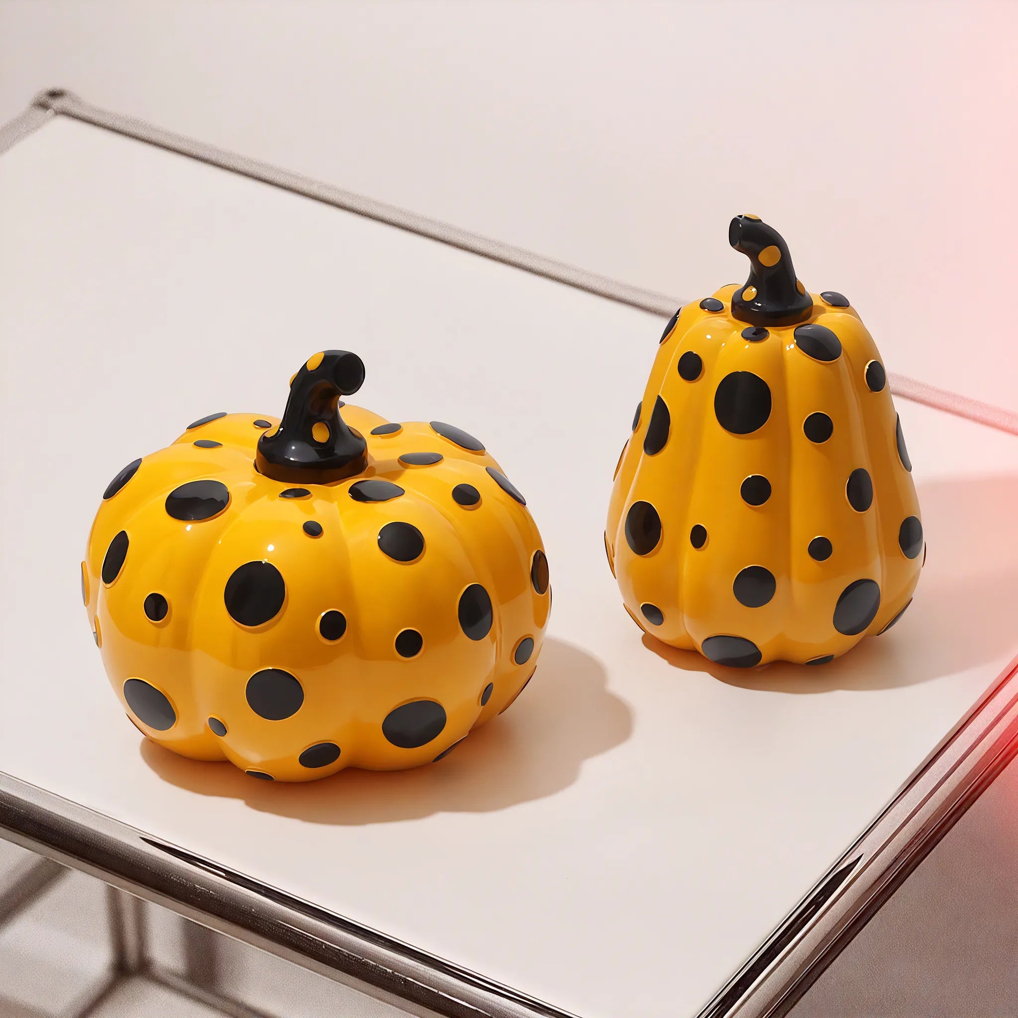 Polka Dot Pumpkin & Gourd – Kusama-Inspired Art Sculpture Aescraft