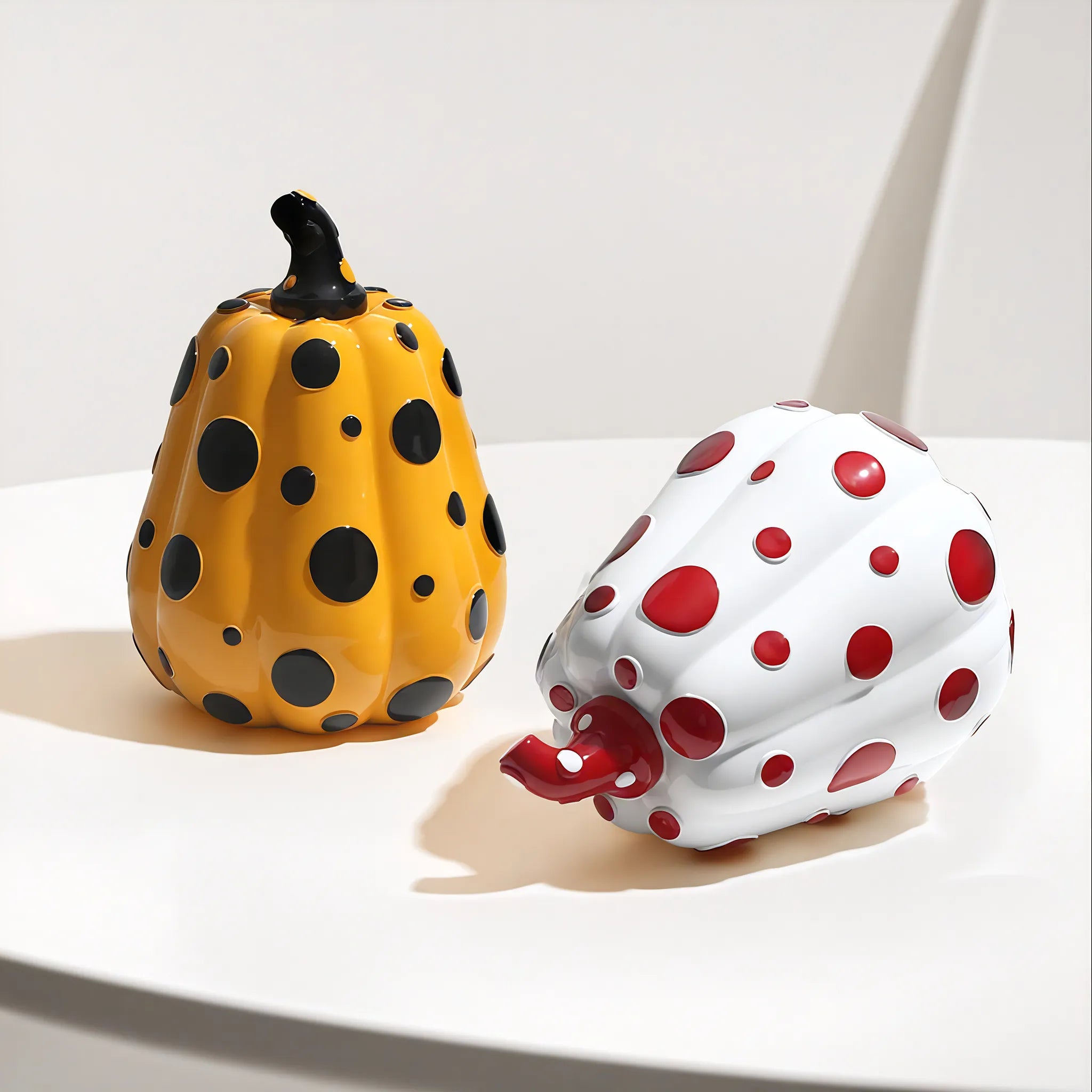 Polka Dot Pumpkin & Gourd – Kusama-Inspired Art Sculpture Aescraft