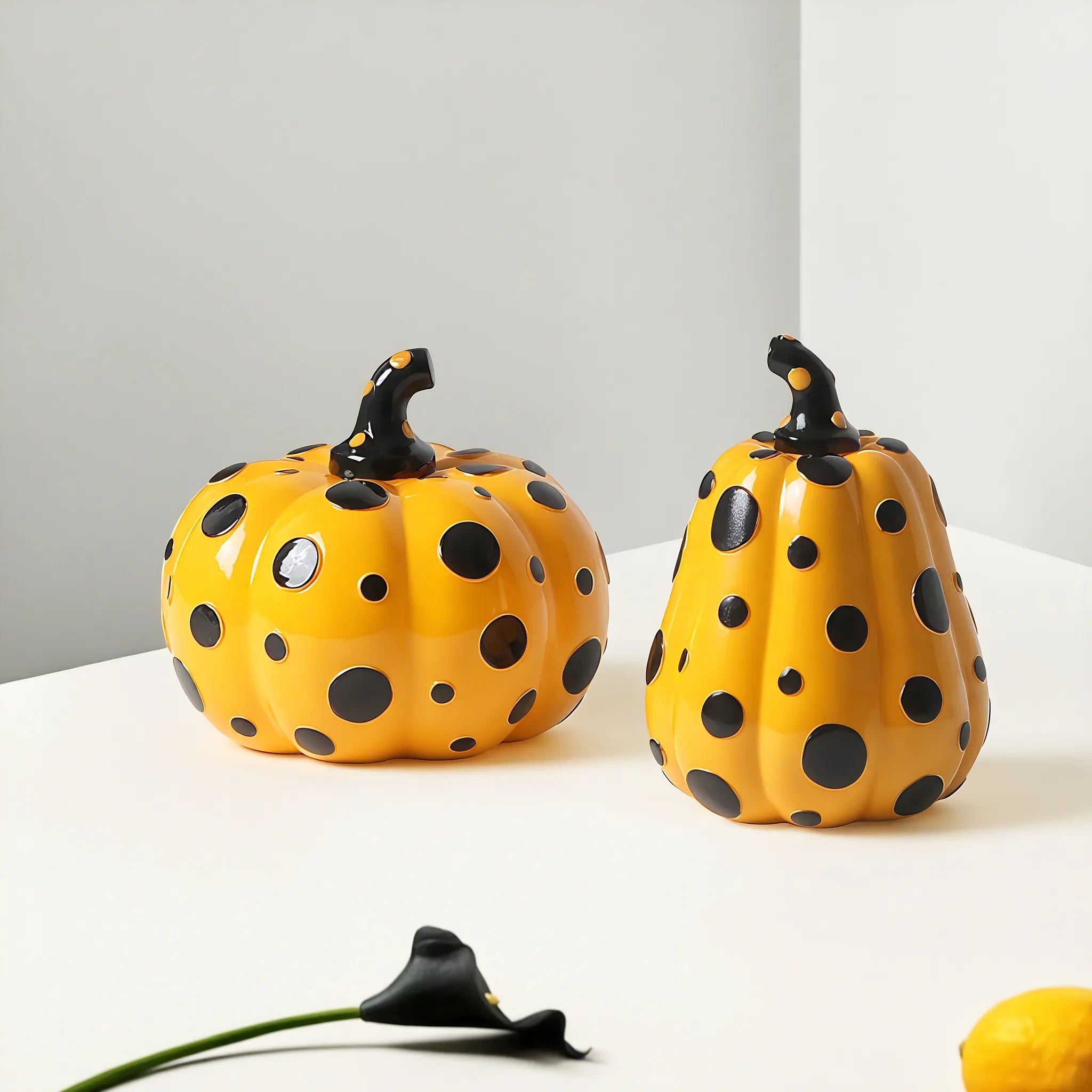Polka Dot Pumpkin & Gourd – Kusama-Inspired Art Sculpture Aescraft