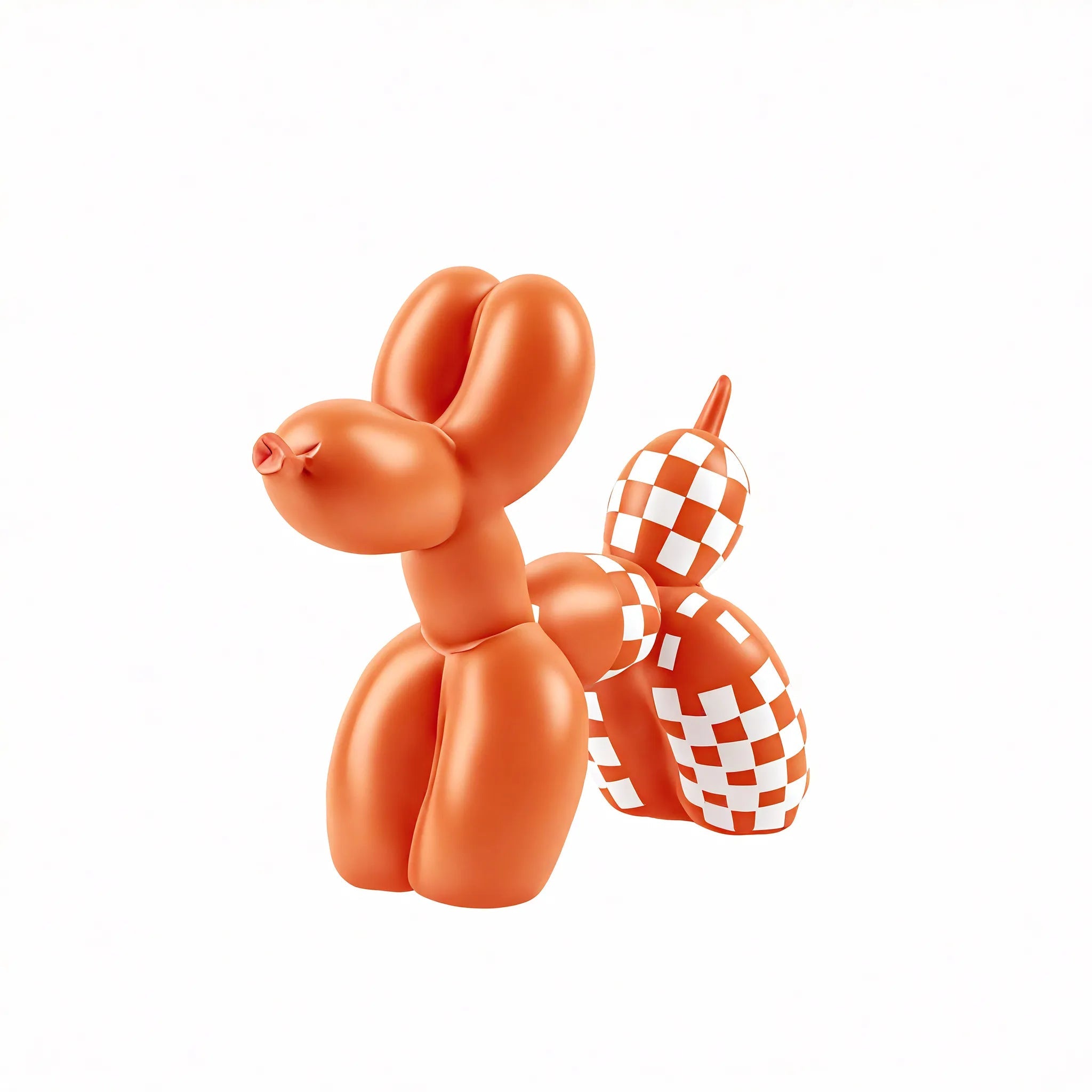 Retro Balloon Dog Figurine customized Aescraft Orange&Checkered White