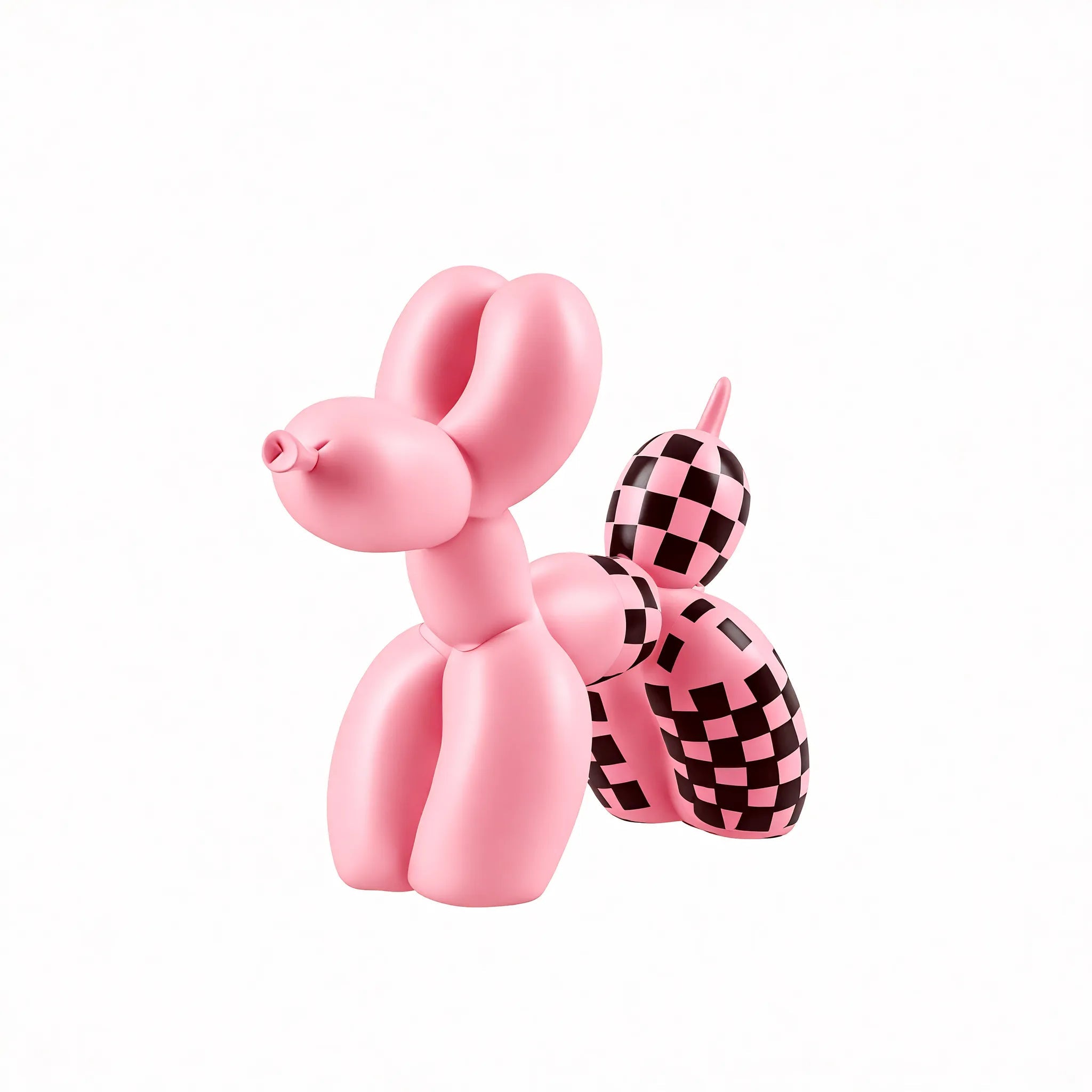 Retro Balloon Dog Figurine customized Aescraft Pink&Checkered Black