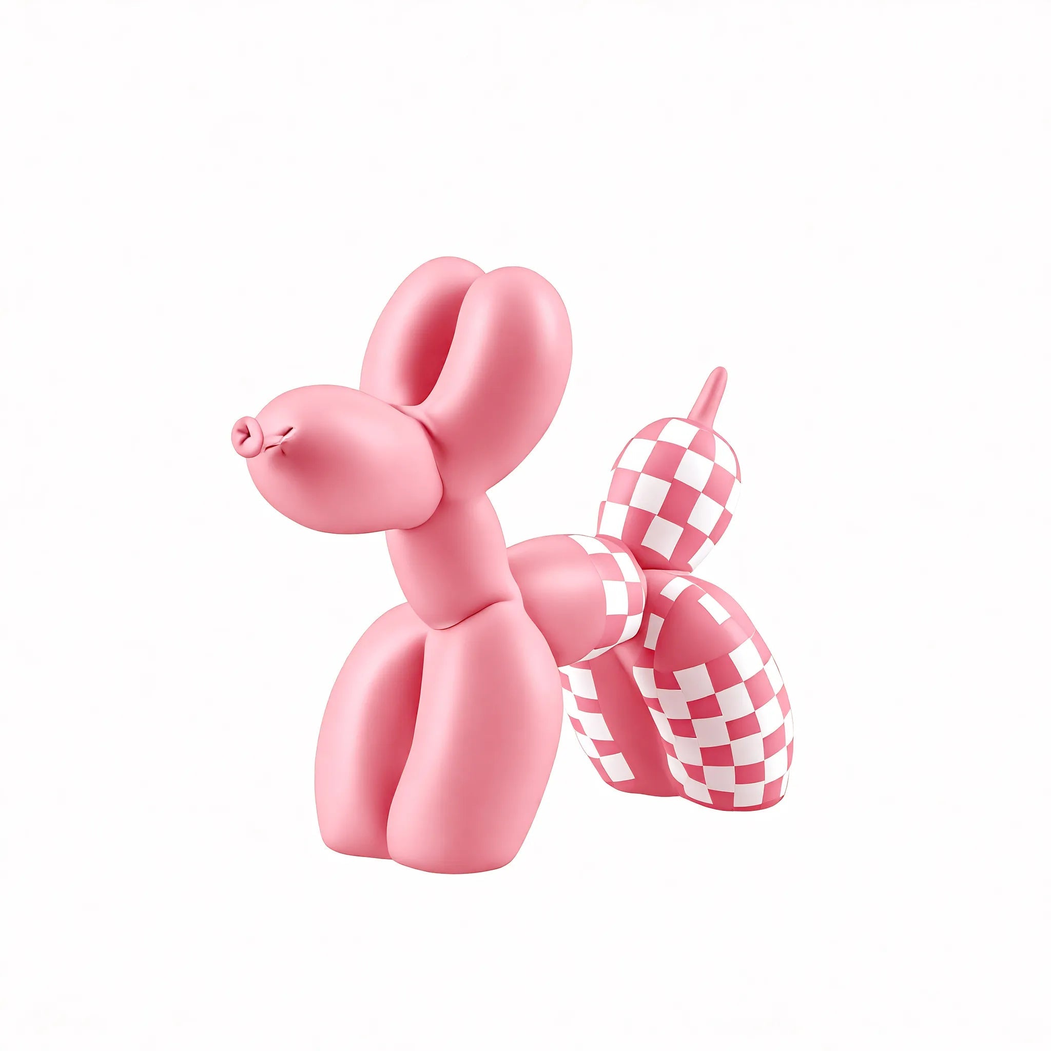 Retro Balloon Dog Figurine customized Aescraft Pink&Checkered White