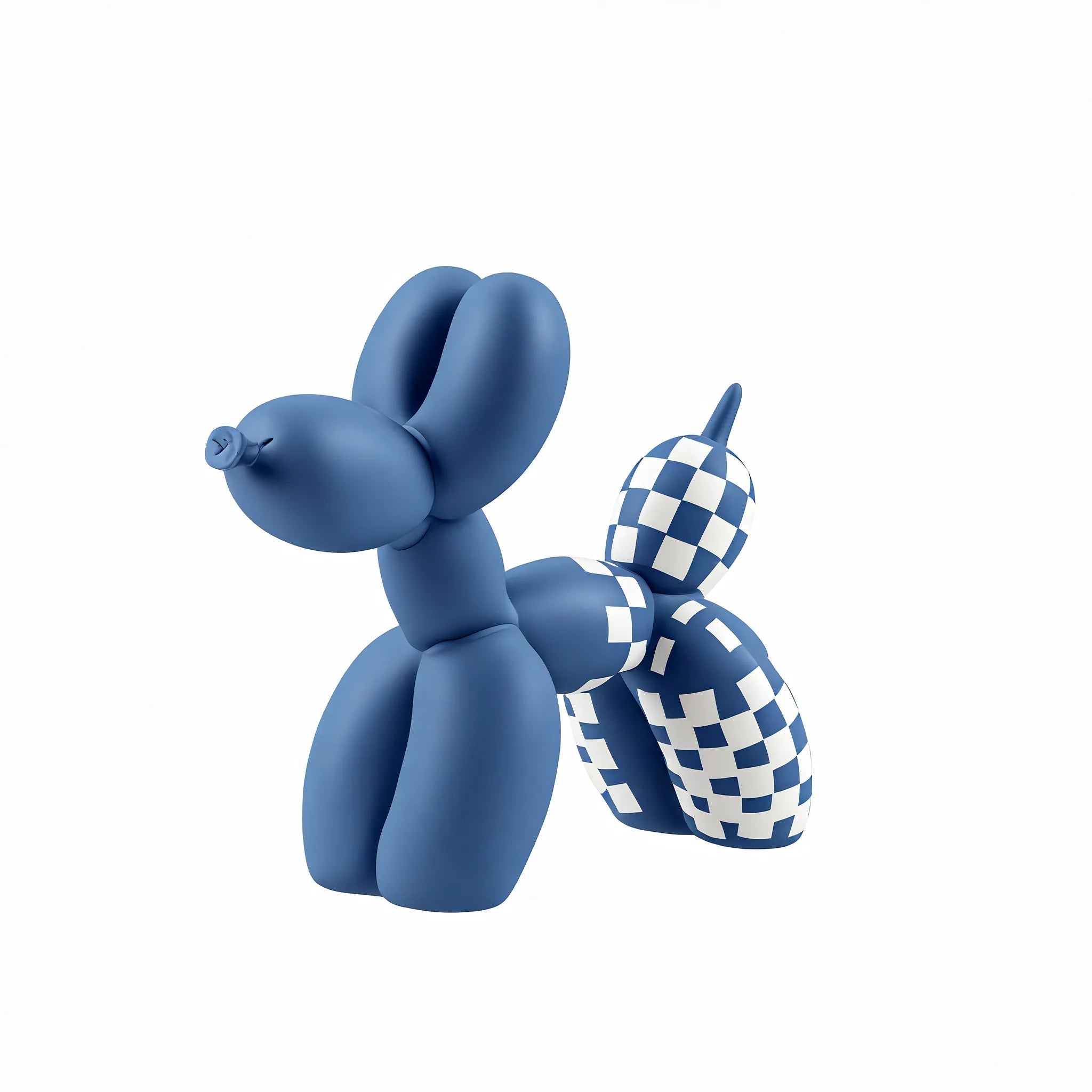Retro Balloon Dog Figurine customized Aescraft Blue&Checkered White