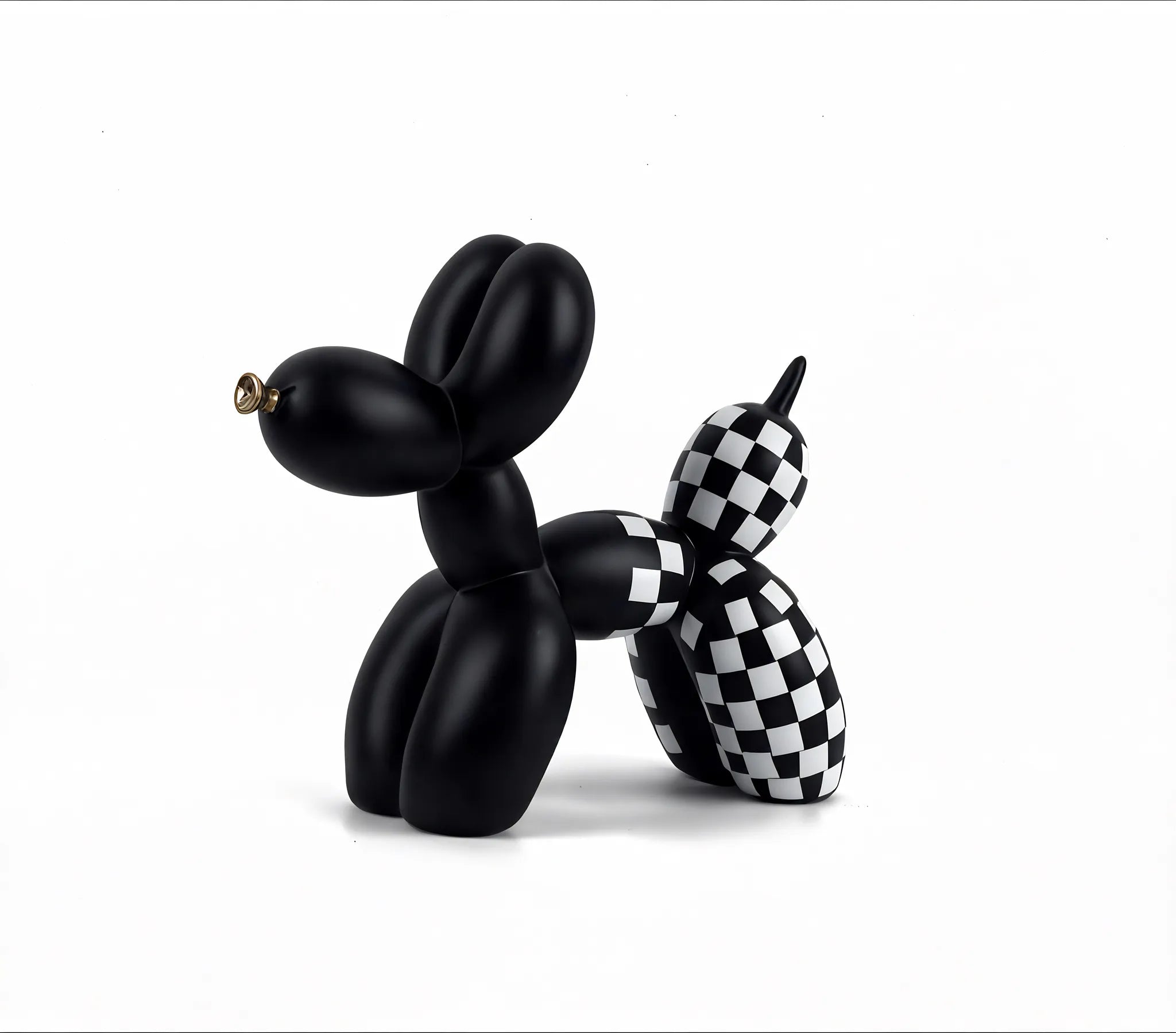 Retro Balloon Dog Figurine customized Aescraft Black&Checkered White