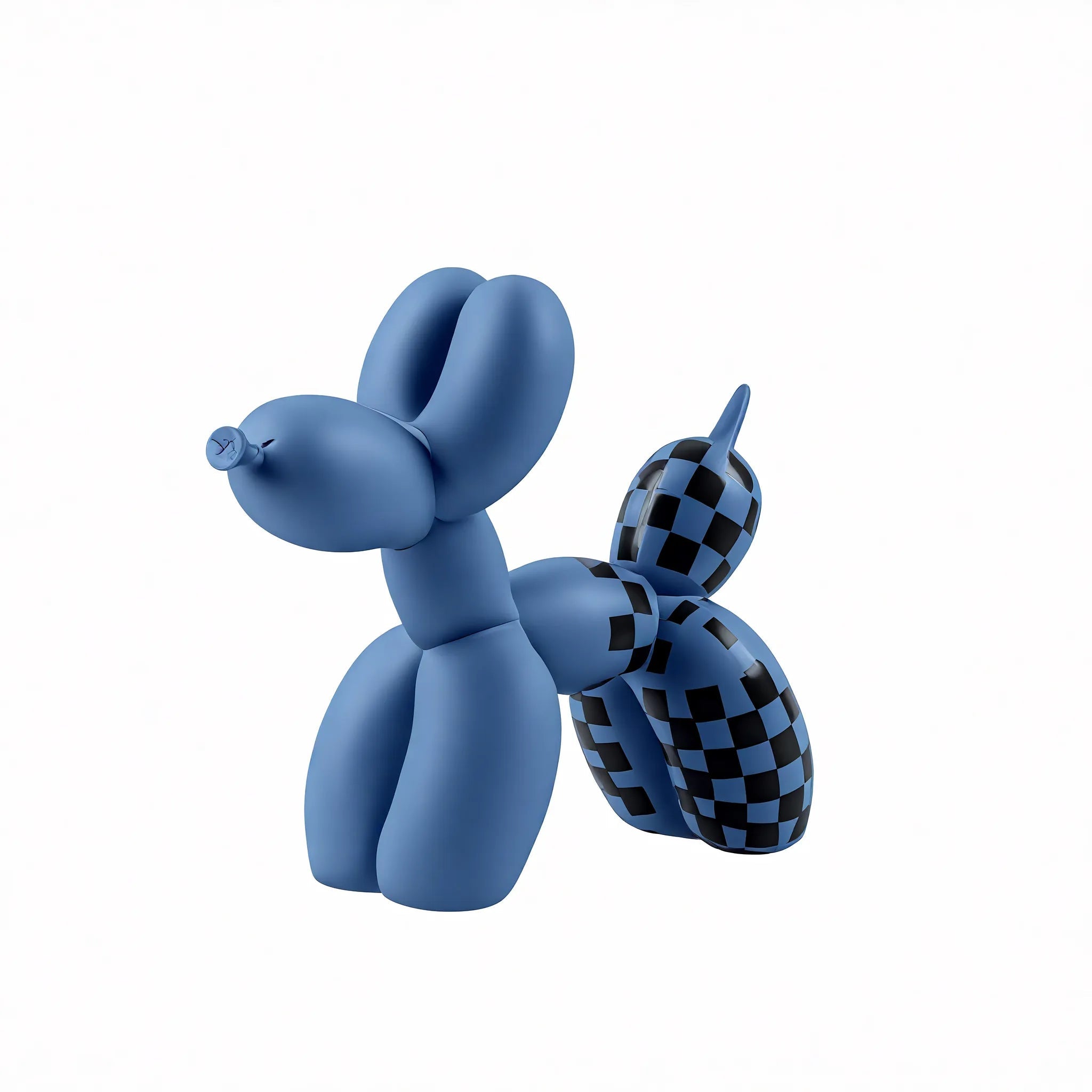 Retro Balloon Dog Figurine customized Aescraft Blue&Checkered Black