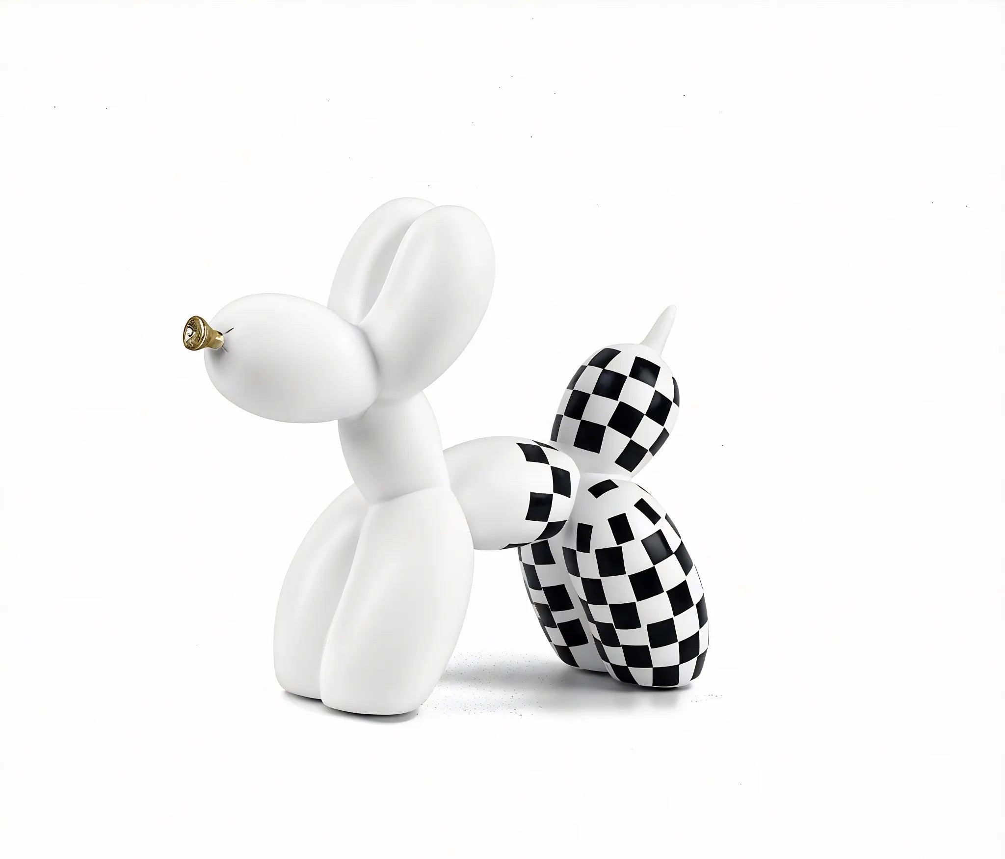 Retro Balloon Dog Figurine customized Aescraft White&Checkered Black