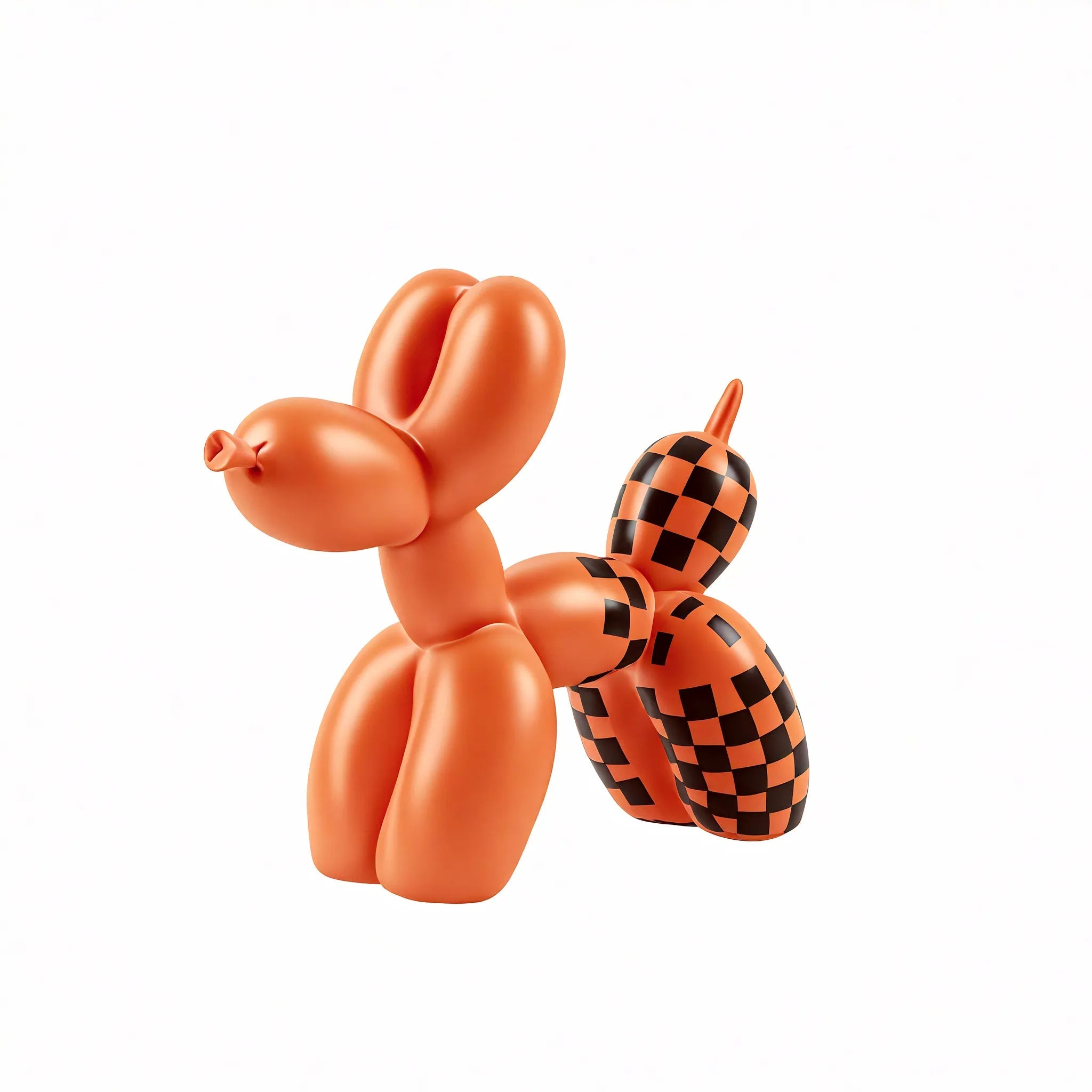 Retro Balloon Dog Figurine customized Aescraft Orange&Checkered Black