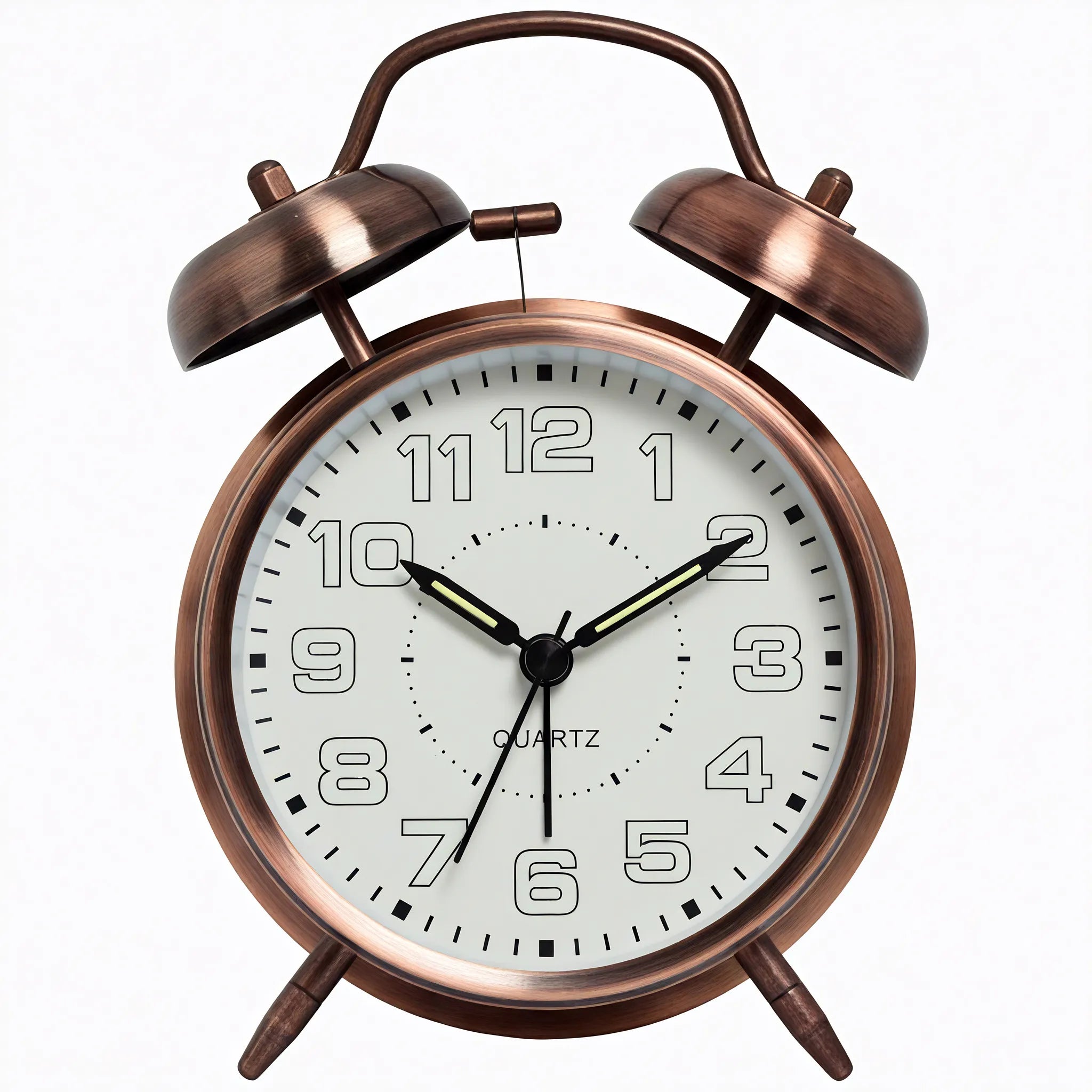 Retro Dual Bell Alarm Clock Aescraft Red Copper