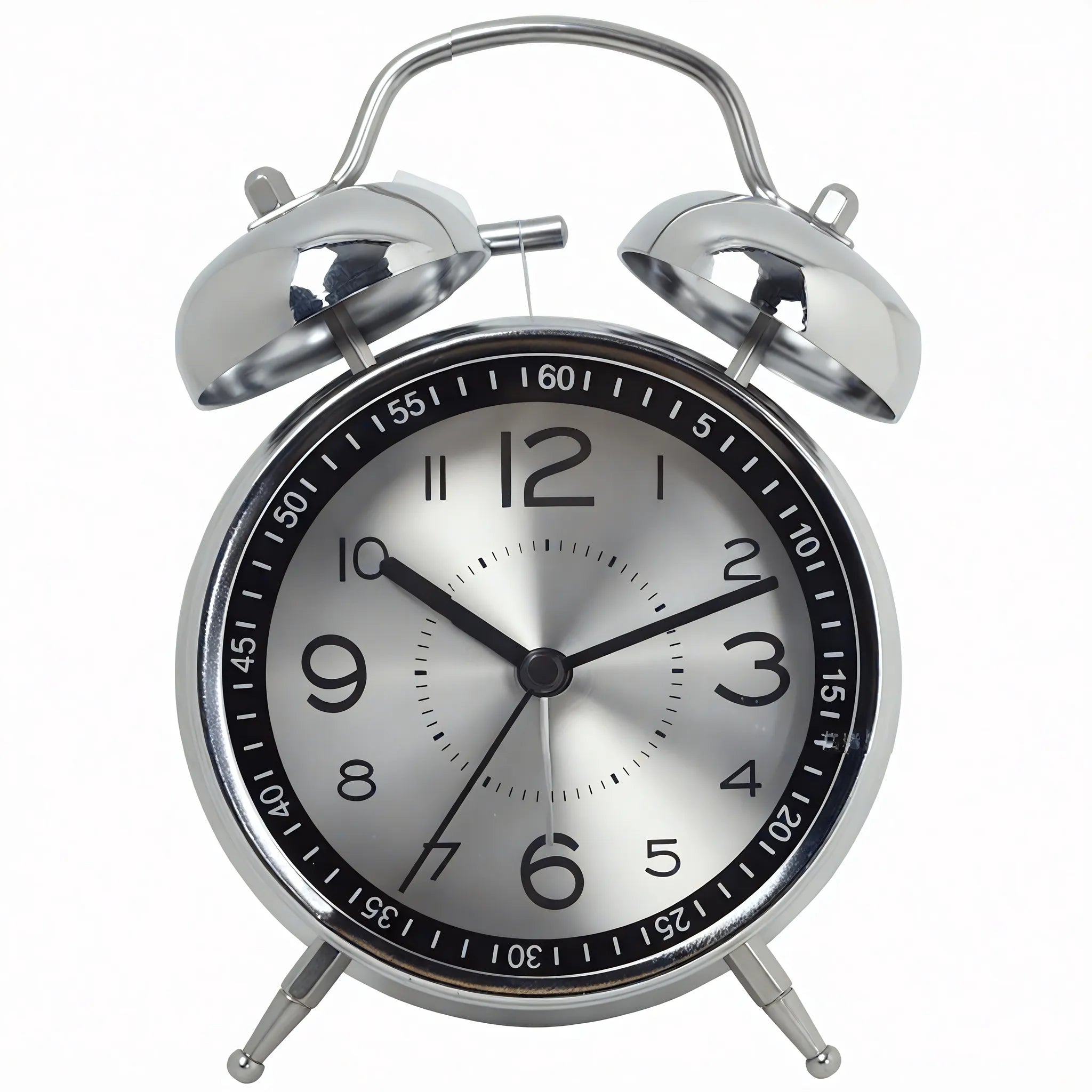Retro Dual Bell Alarm Clock Aescraft Silver