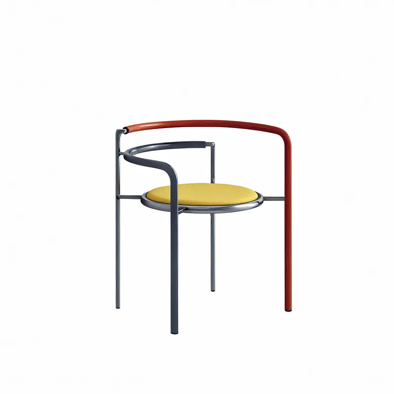 Retro Neo-Danish Art Dining Chair Aescraft Blue/Red + Yellow Cushion