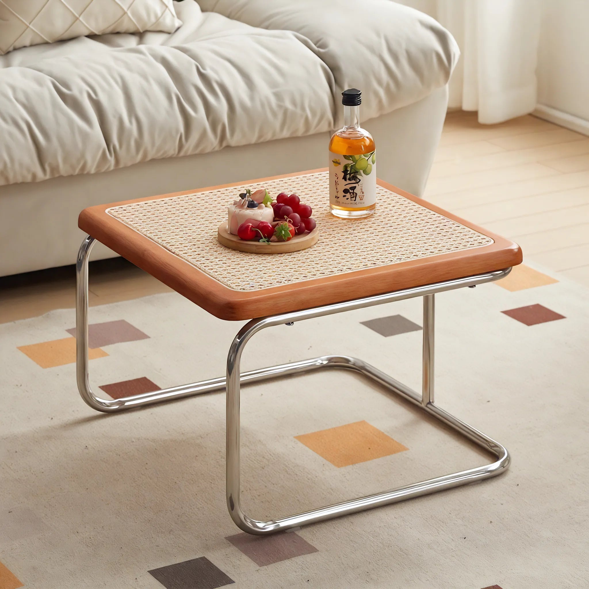 Retro Nordic Rattan Coffee Table  Aescraft Cherry - Small