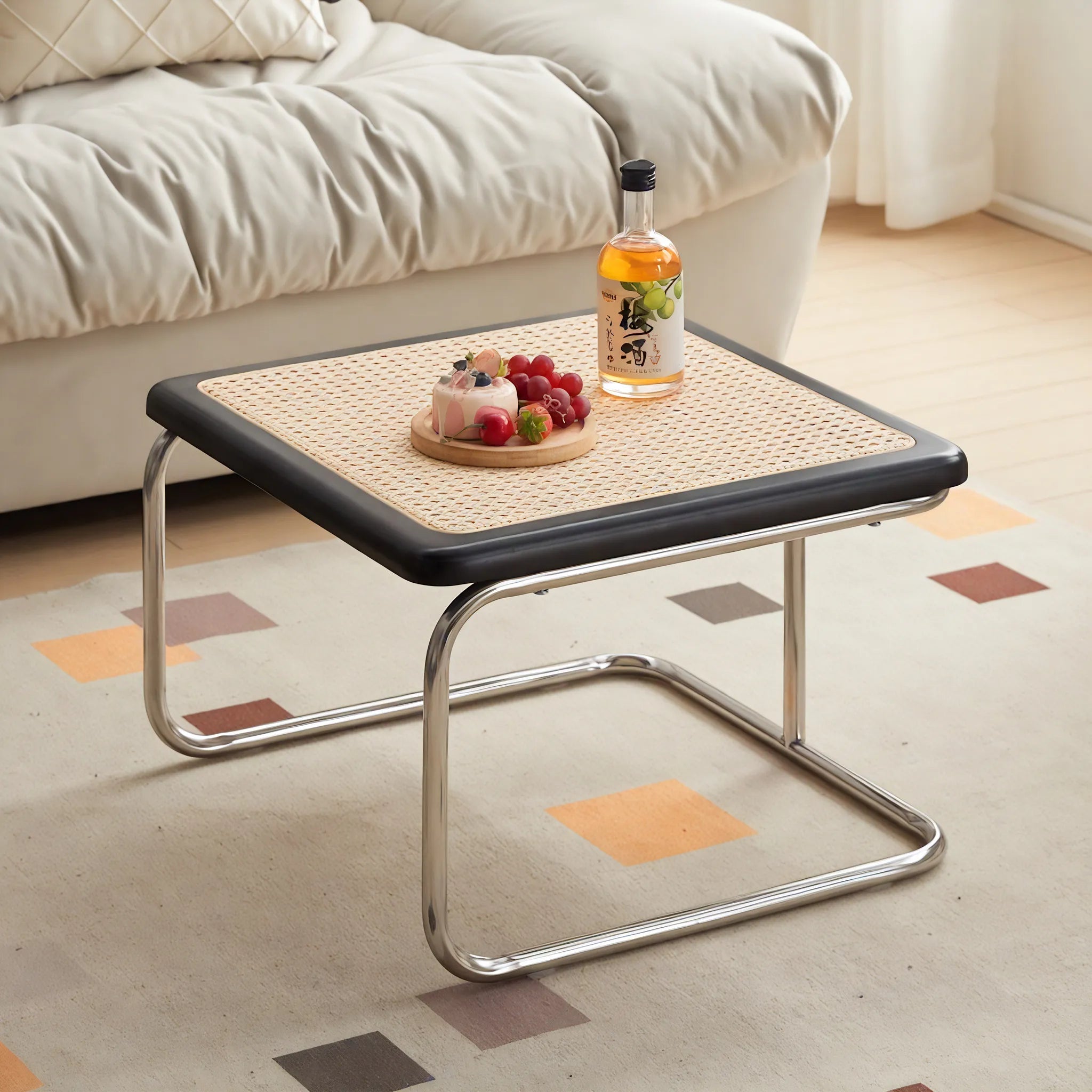 Retro Nordic Rattan Coffee Table  Aescraft Black - Small