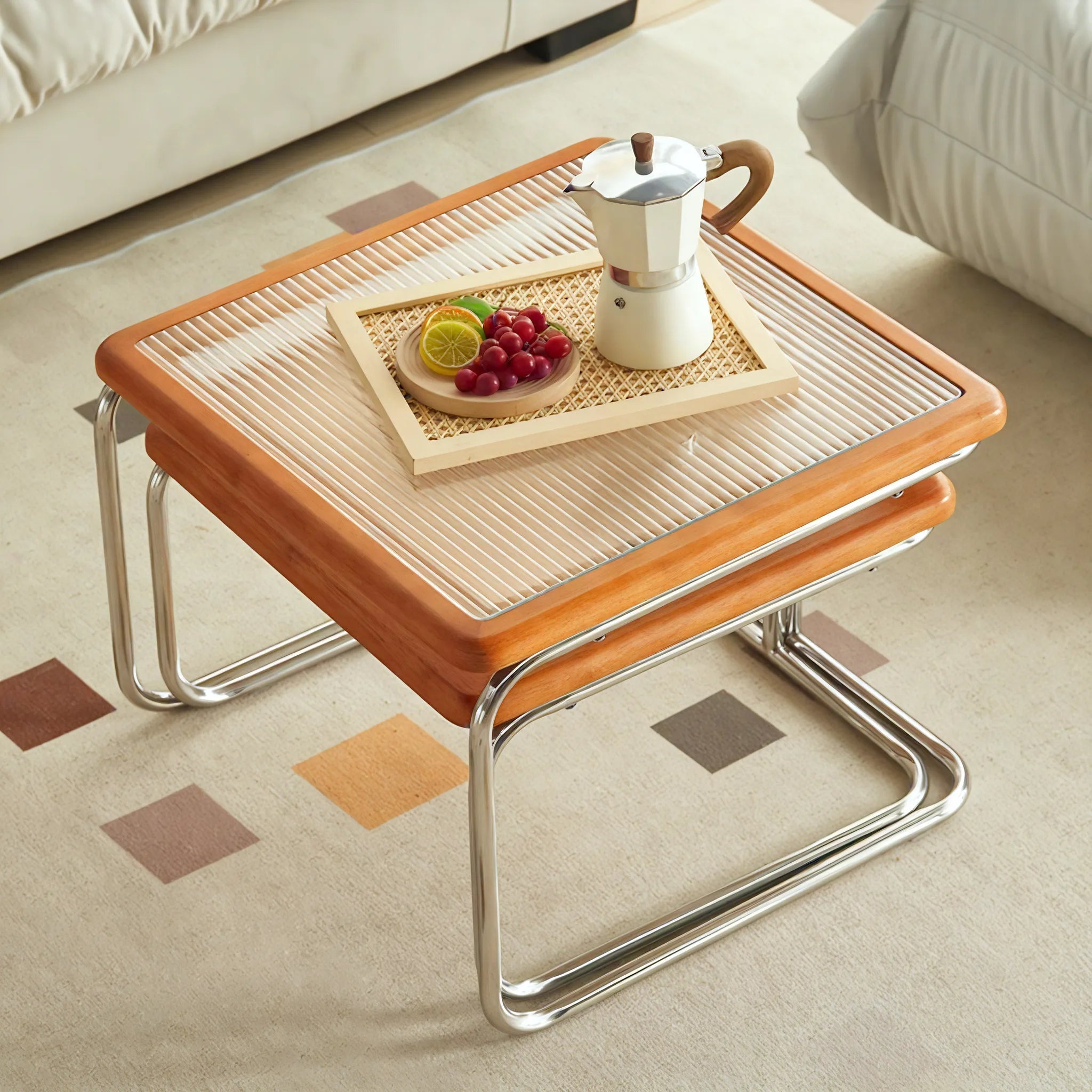 Retro Nordic Rattan Coffee Table  Aescraft