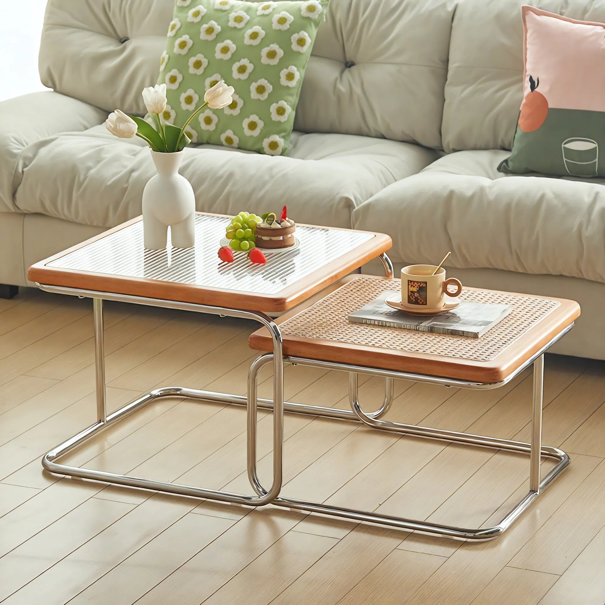 Retro Nordic Rattan Coffee Table  Aescraft