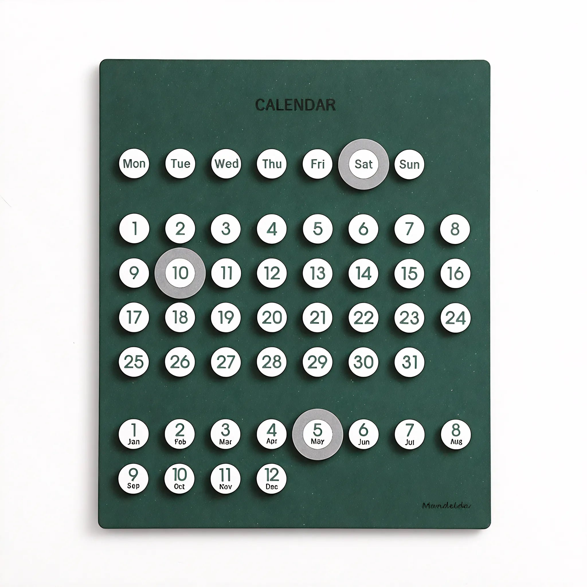 Retro Wooden Ring-A-Date Calendar Aescraft Green