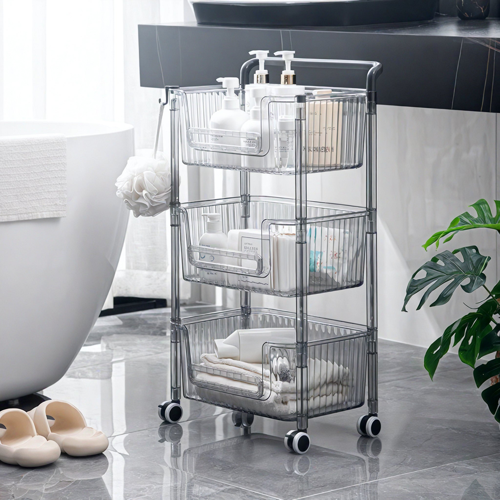 Roll & Stash: Modern Tiered Storage on Wheels Aescraft