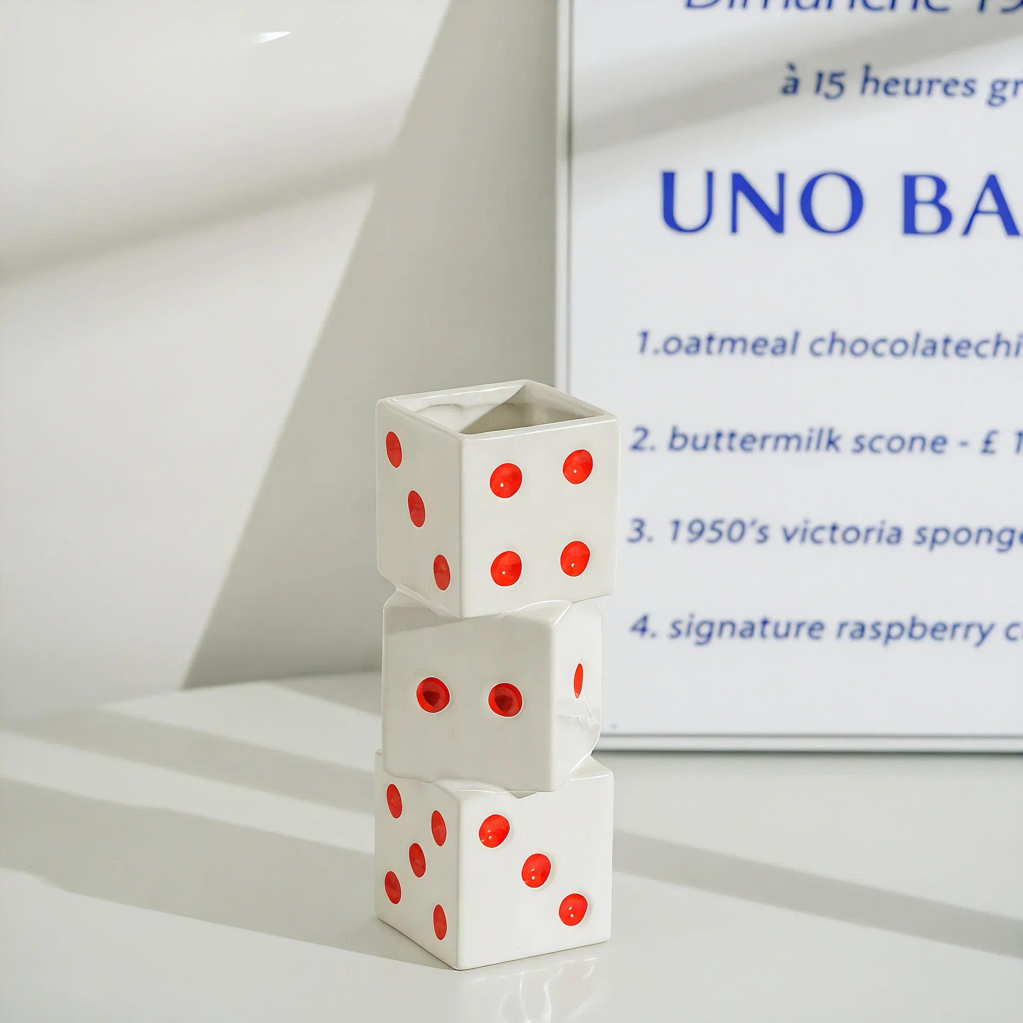 Roll the Bloom Vase – Playful Dice-Inspired Ceramic Accent Aescraft Red