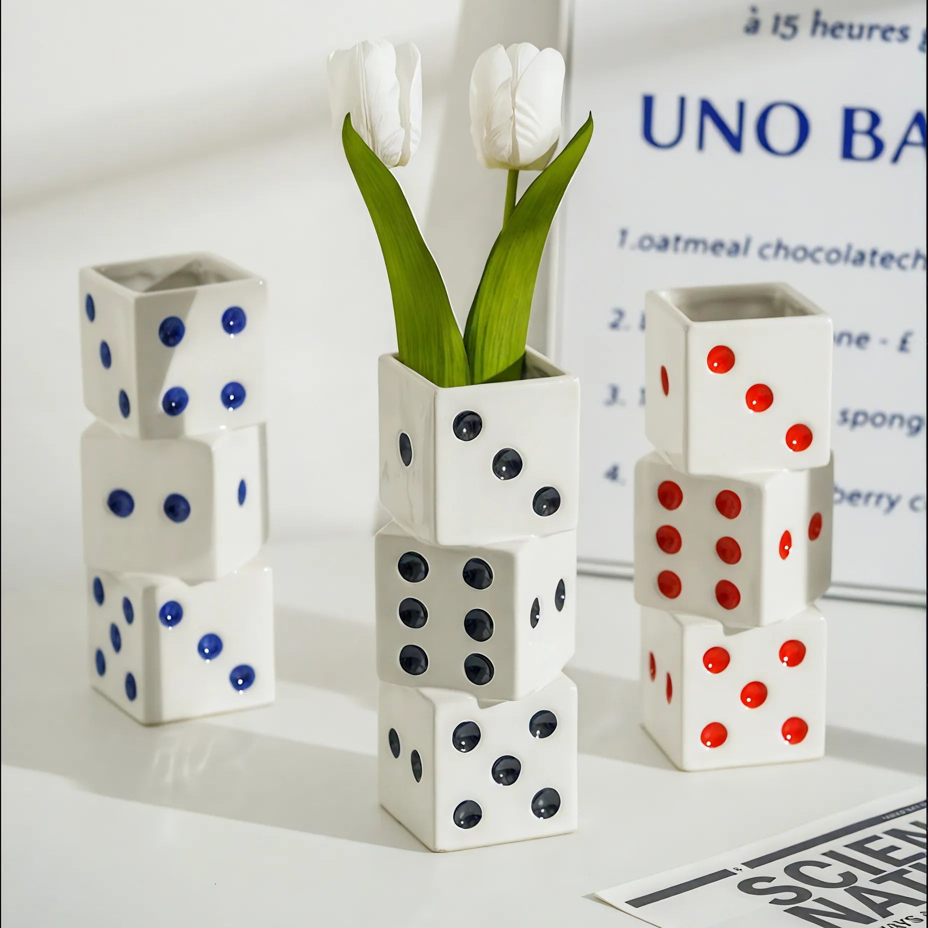 Roll the Bloom Vase – Playful Dice-Inspired Ceramic Accent Aescraft