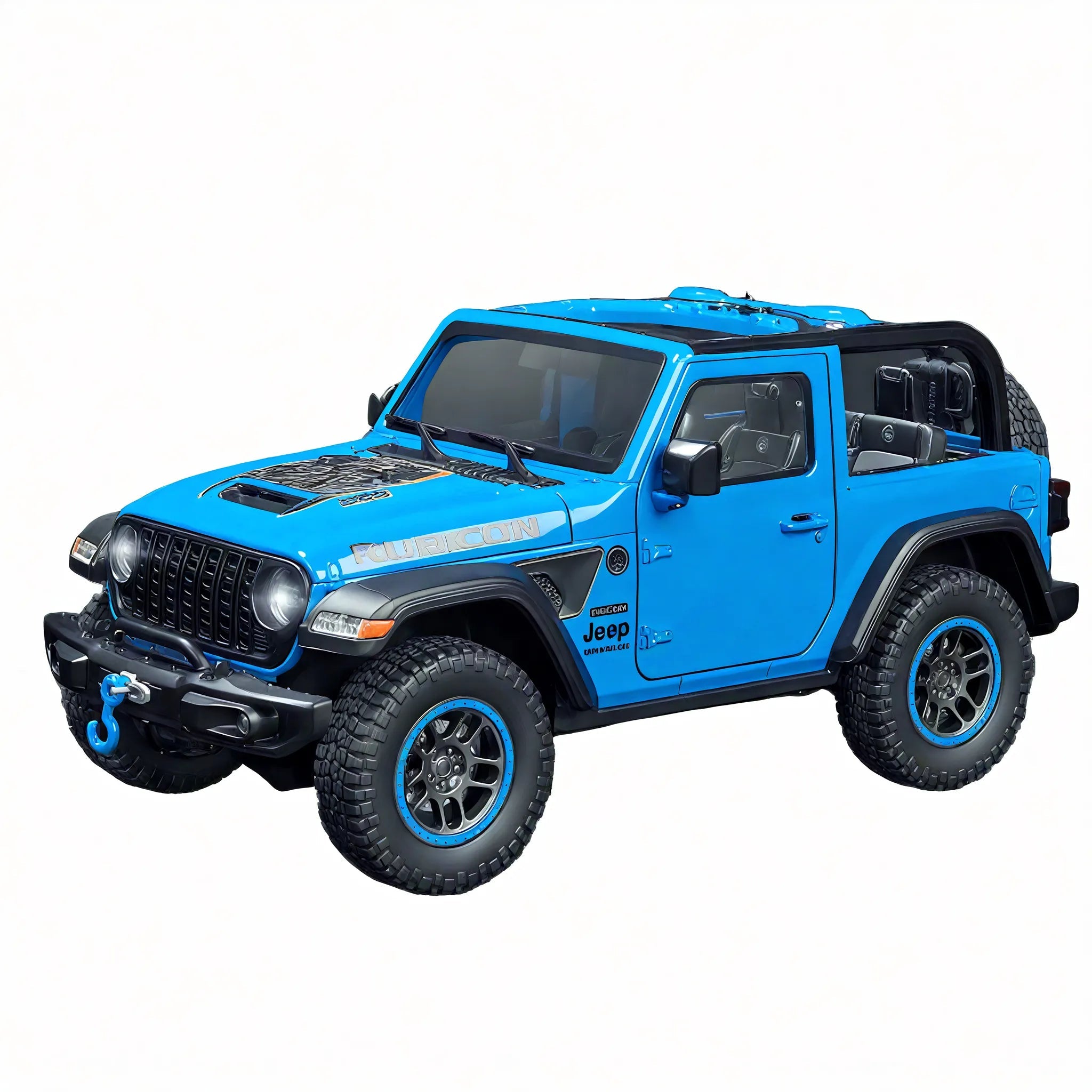 Rugged Roads Ahead – 1:18 Jeep Wrangler Model Aescraft Blue-Convertible