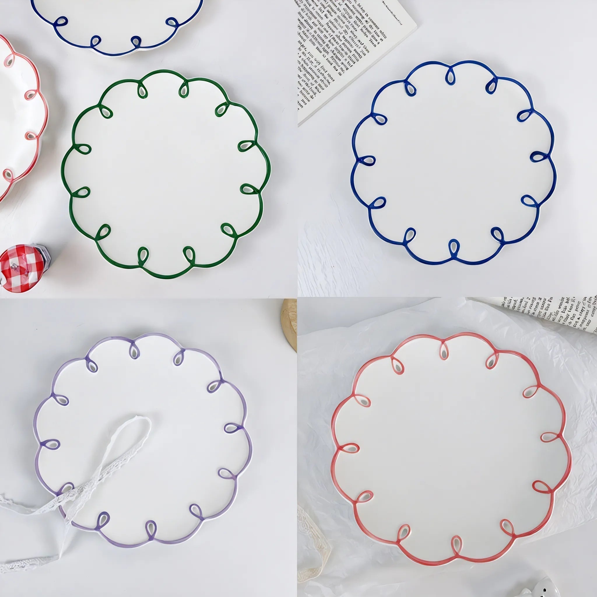 Scallop Edge Ceramic Plate and Cup Set Aescraft