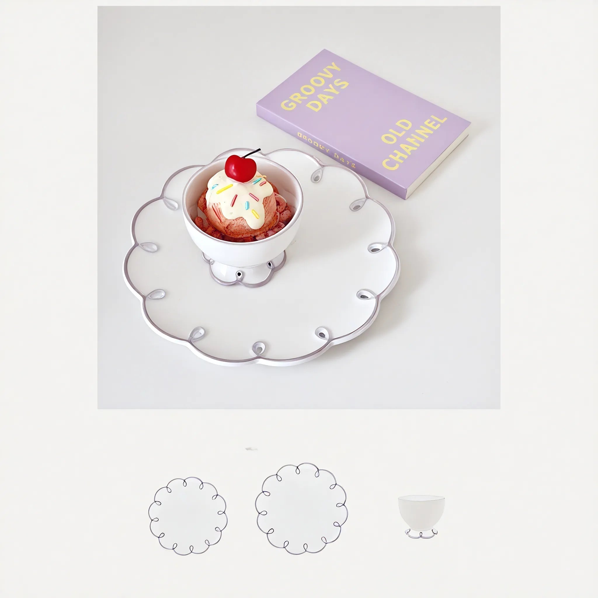 Scallop Edge Ceramic Plate and Cup Set Aescraft Purple