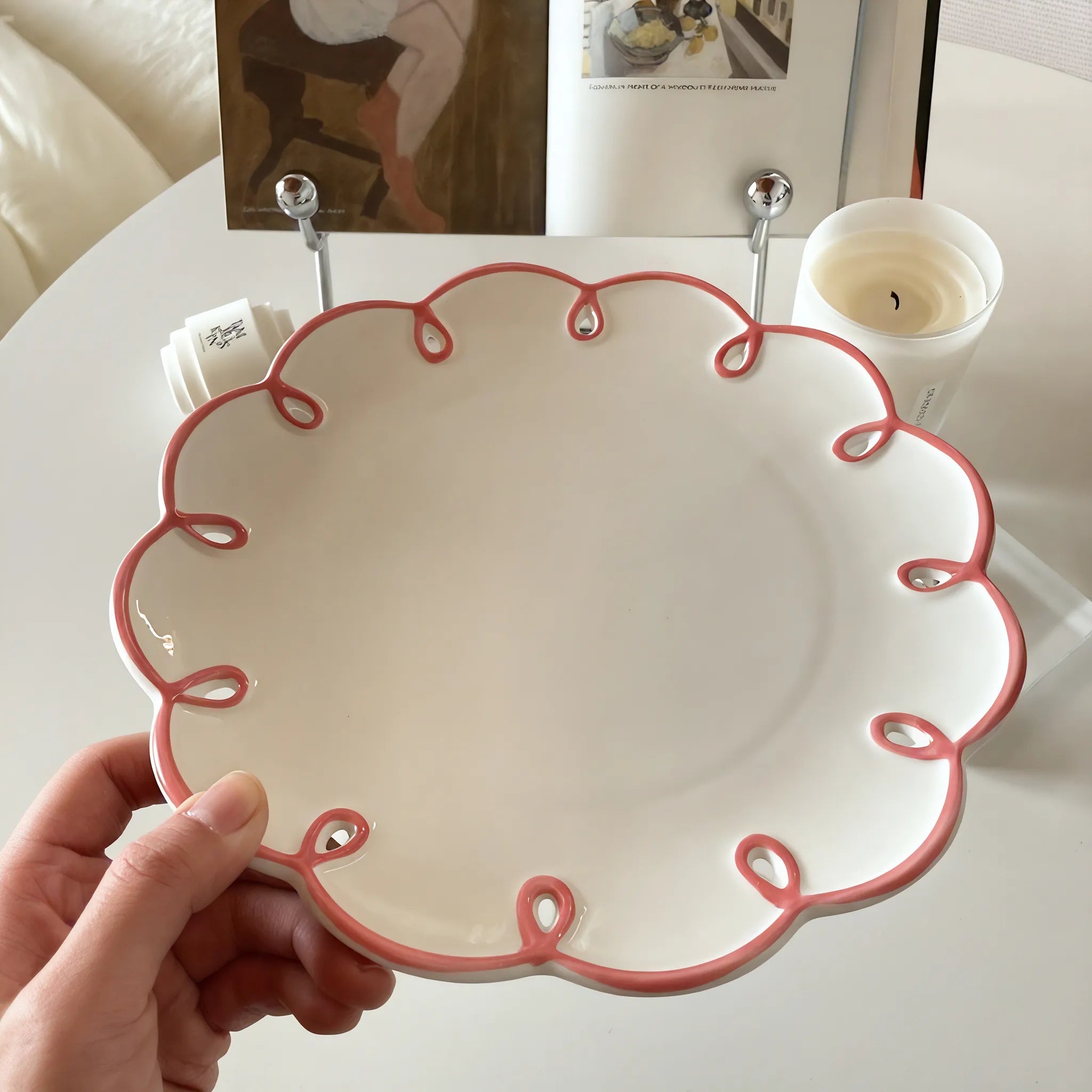 Scallop Edge Ceramic Plate and Cup Set Aescraft