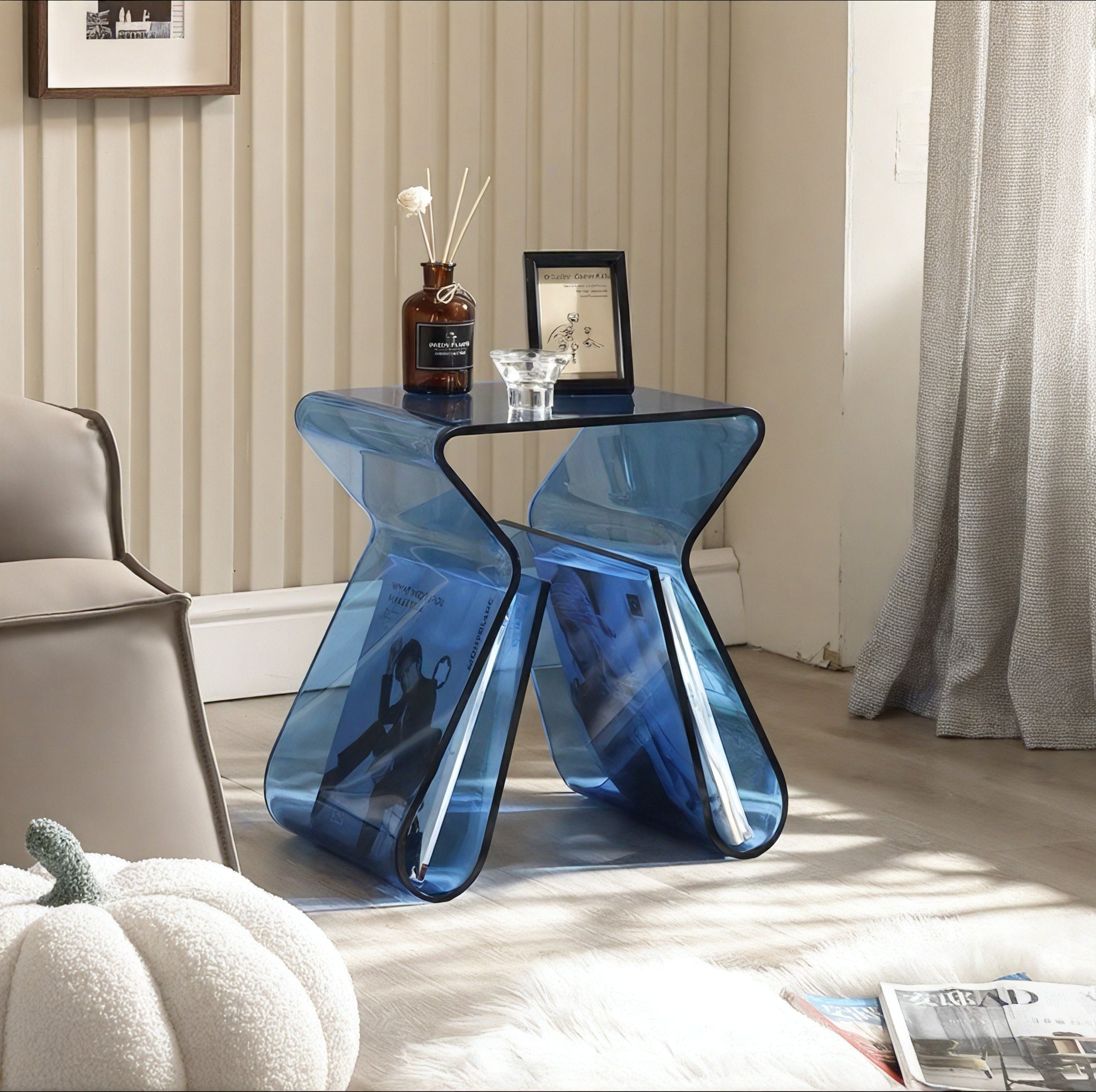Sculpted Acrylic Accent Table  Aescraft Blue