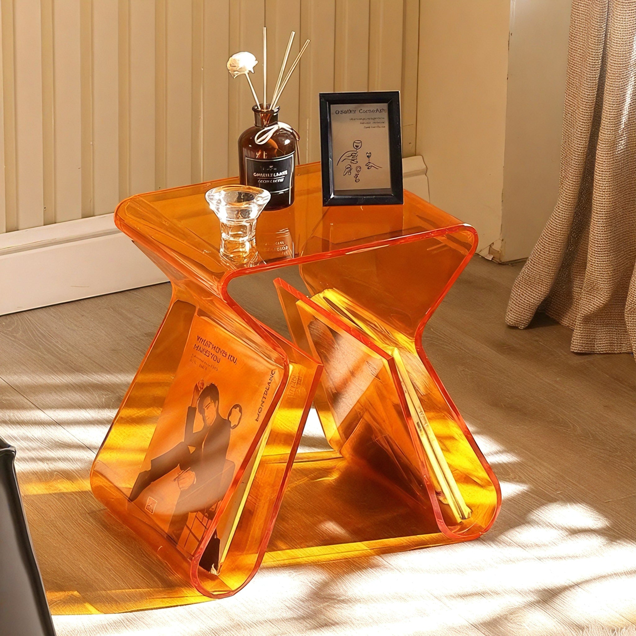 Sculpted Acrylic Accent Table  Aescraft Orange