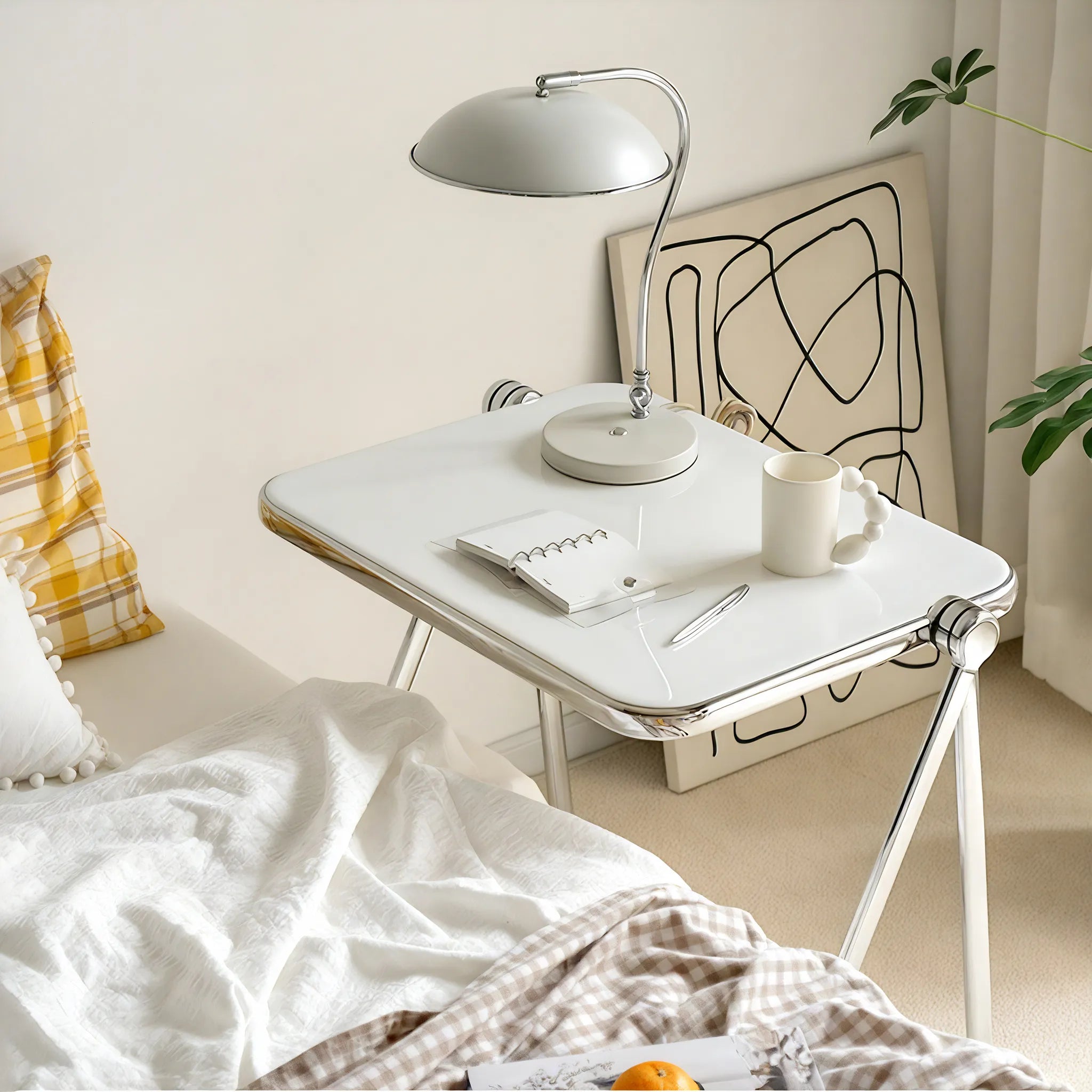 Sleek Fold: Minimalist Crystal Table  Aescraft