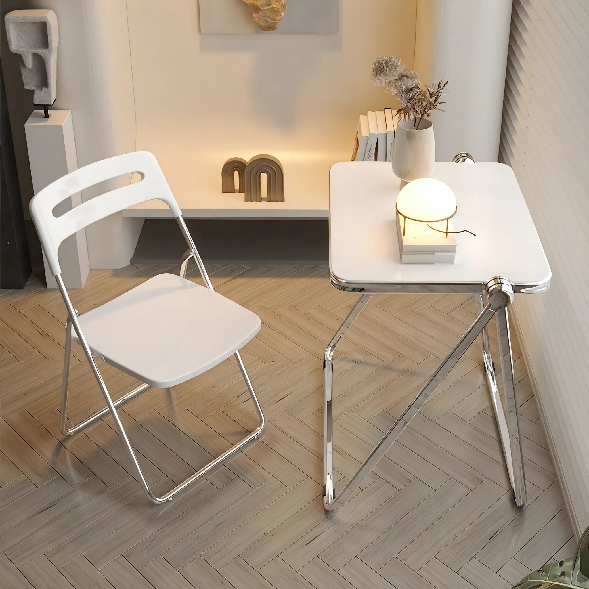 Sleek Fold: Minimalist Crystal Table  Aescraft