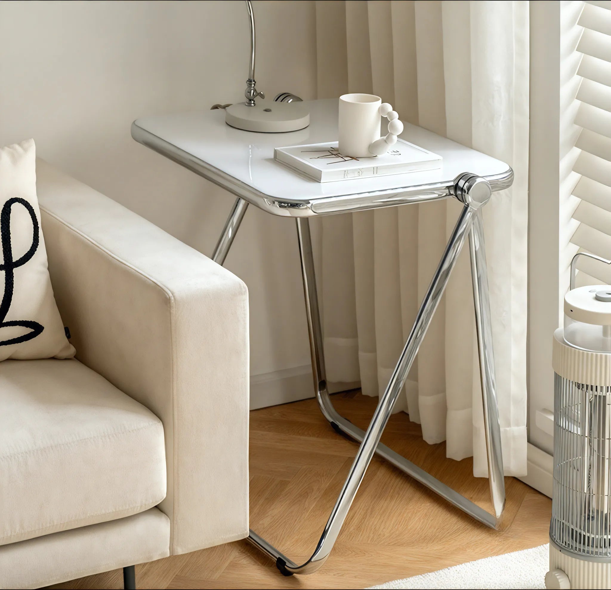 Sleek Fold: Minimalist Crystal Table  Aescraft