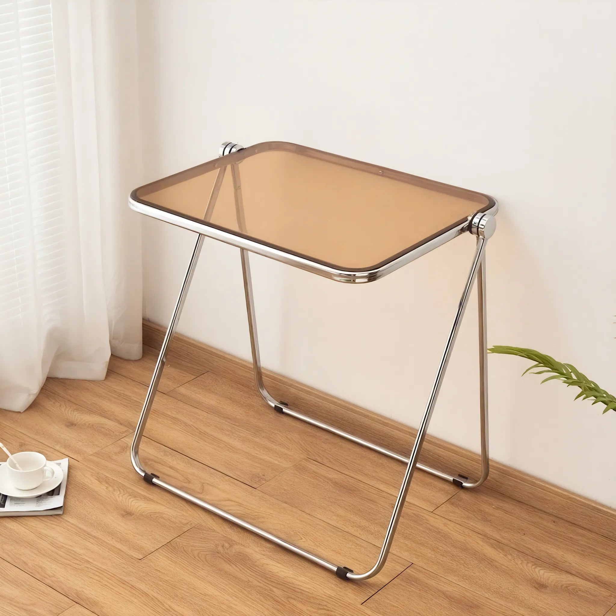 Sleek Fold: Minimalist Crystal Table  Aescraft