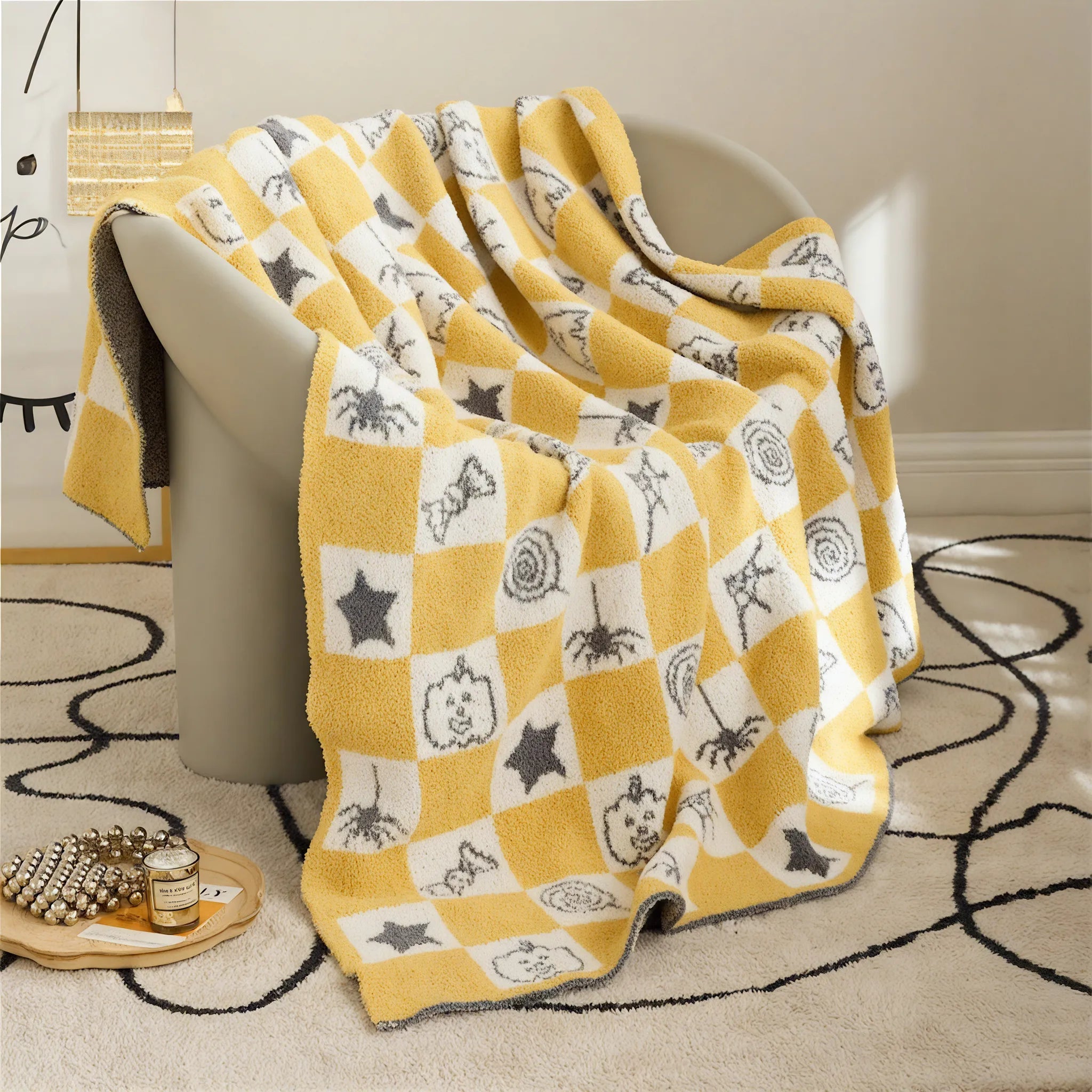 Spooky Snuggle Throw Blanket Aescraft Yellow