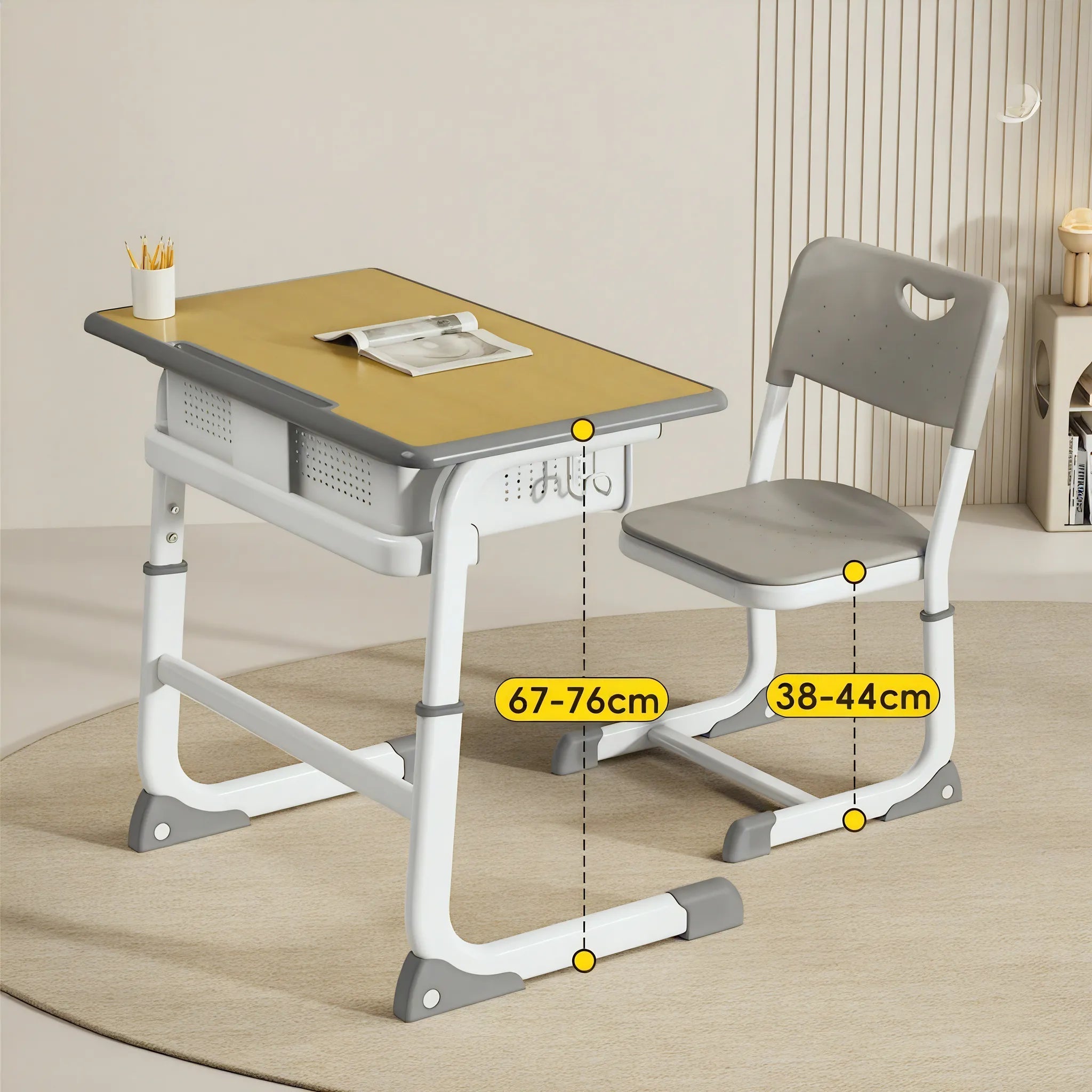 The Elegant Scholar – Sleek Desk & Chair Set Aescraft Brown