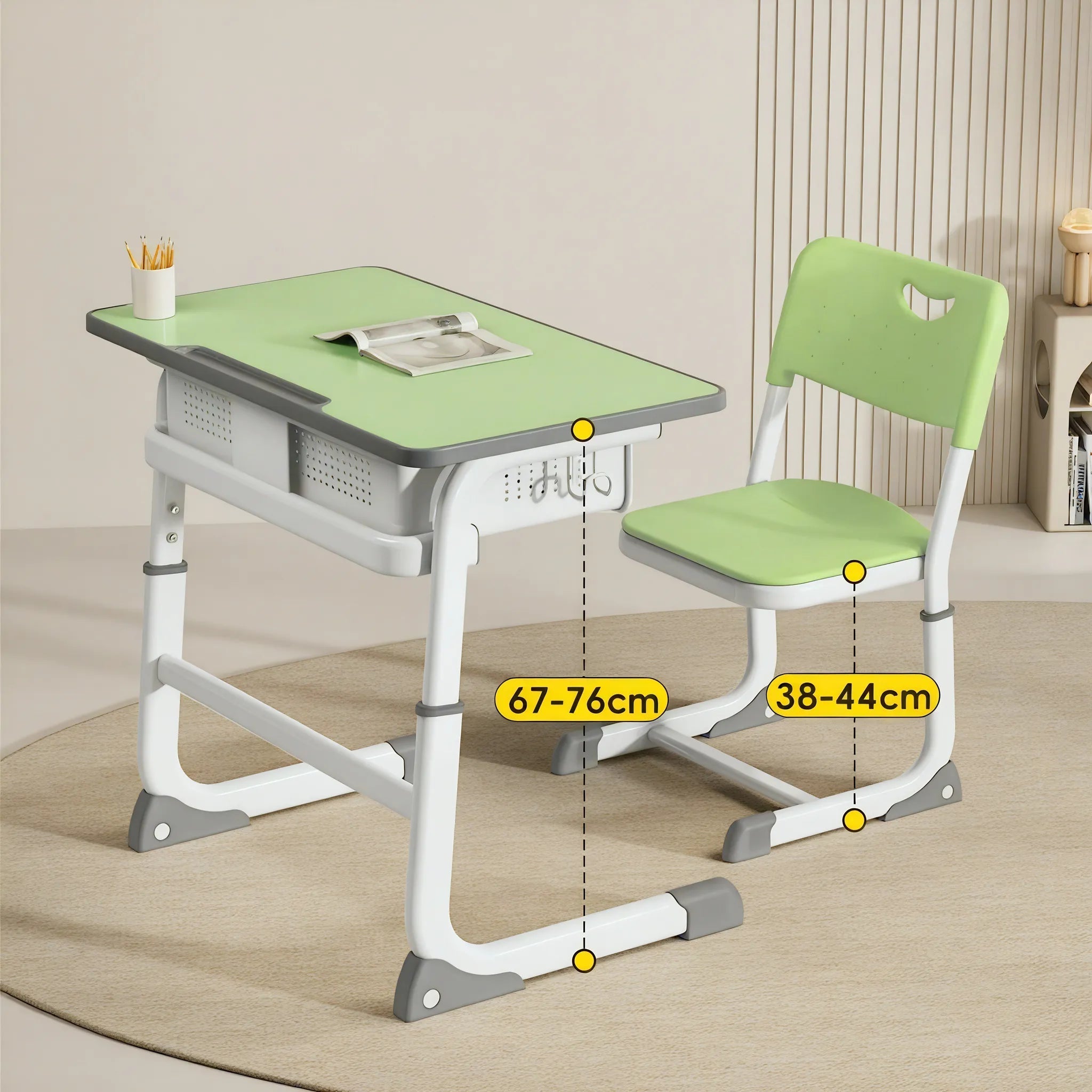 The Elegant Scholar – Sleek Desk & Chair Set Aescraft Light Green