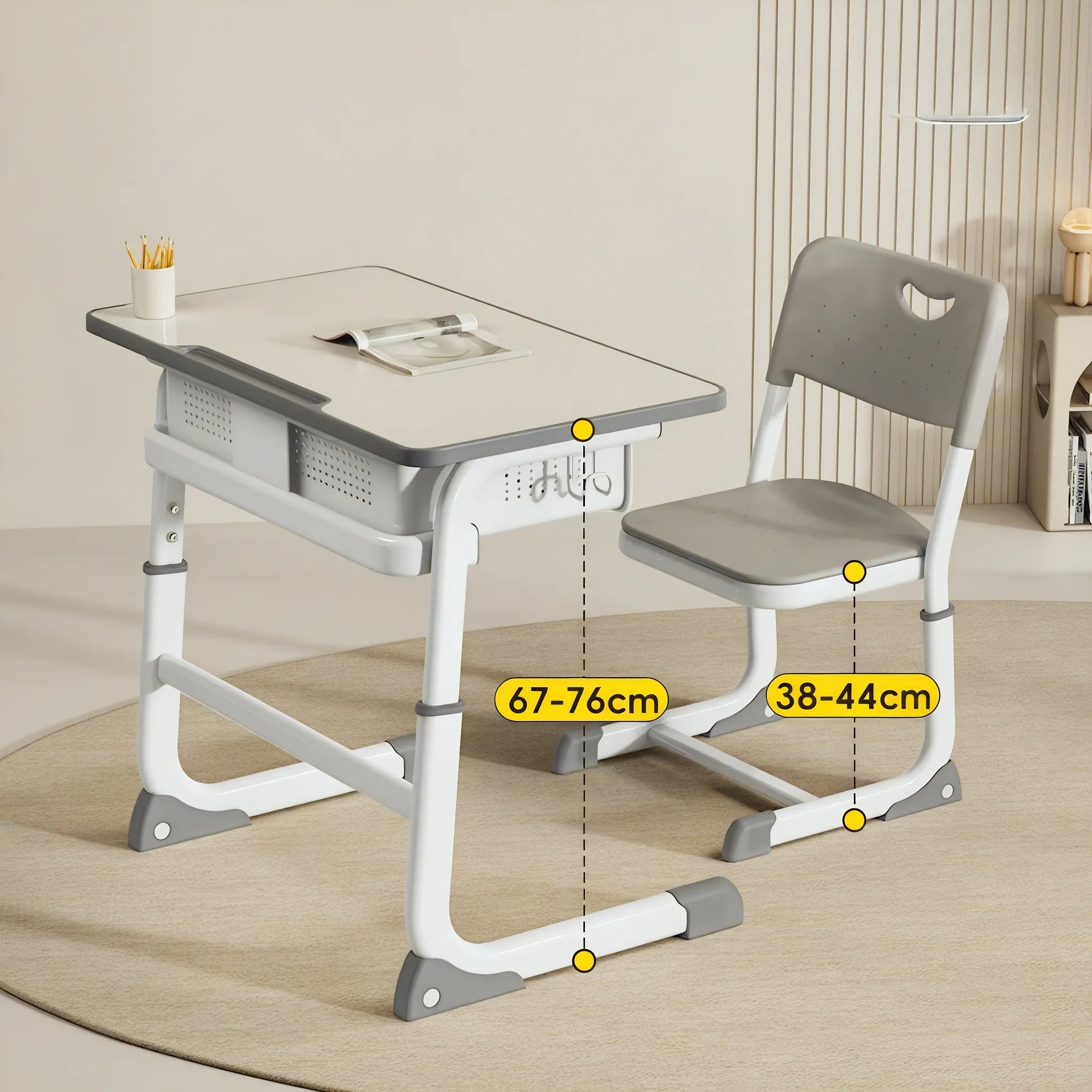 The Elegant Scholar – Sleek Desk & Chair Set Aescraft Gray