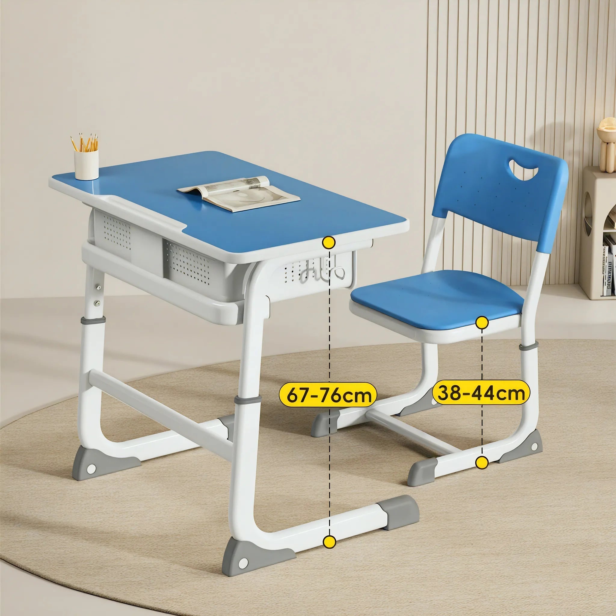 The Elegant Scholar – Sleek Desk & Chair Set Aescraft Blue