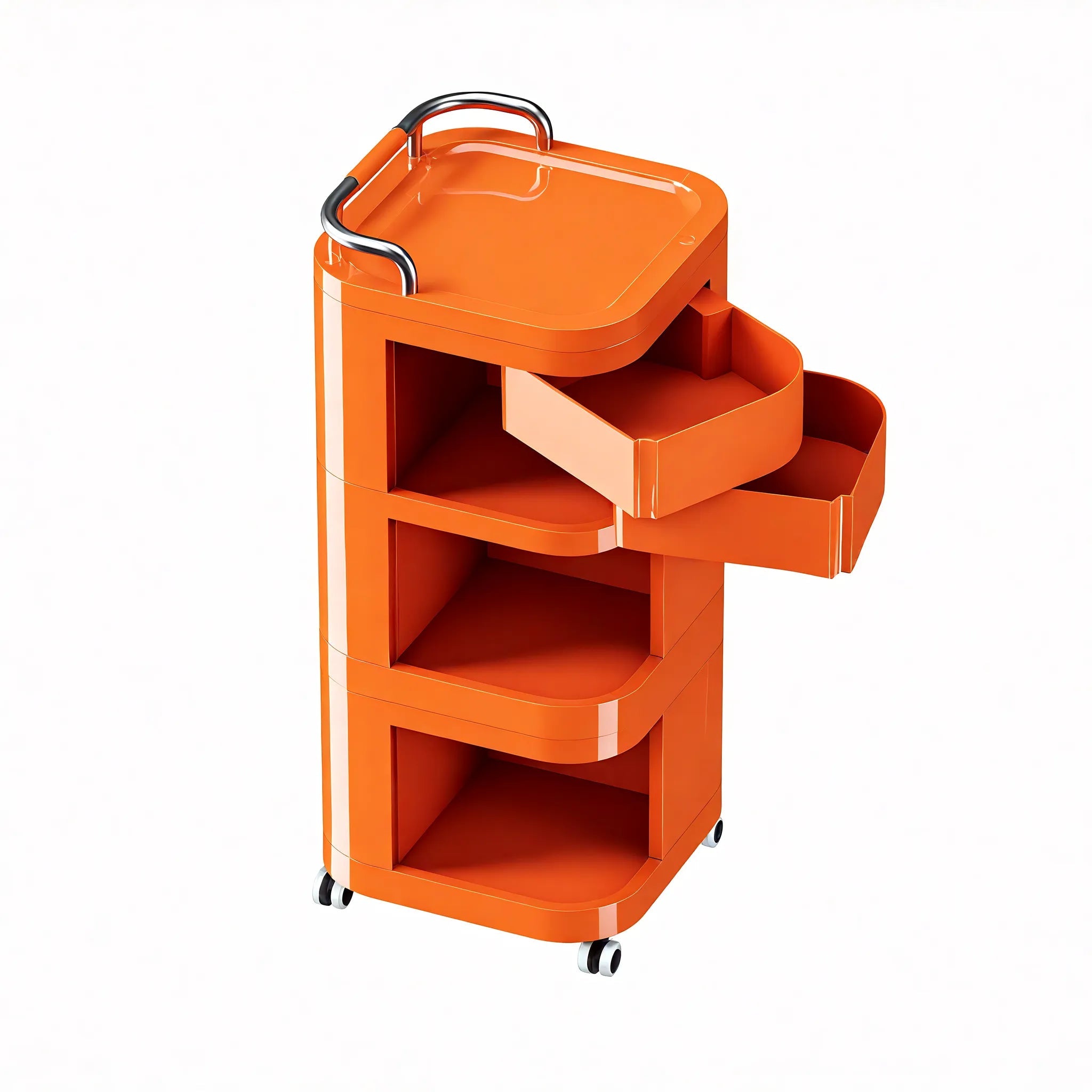 The Nomad StashCart – Stylish Mobility for Your Space Aescraft 3 3 Layer Orange-2 Drawers