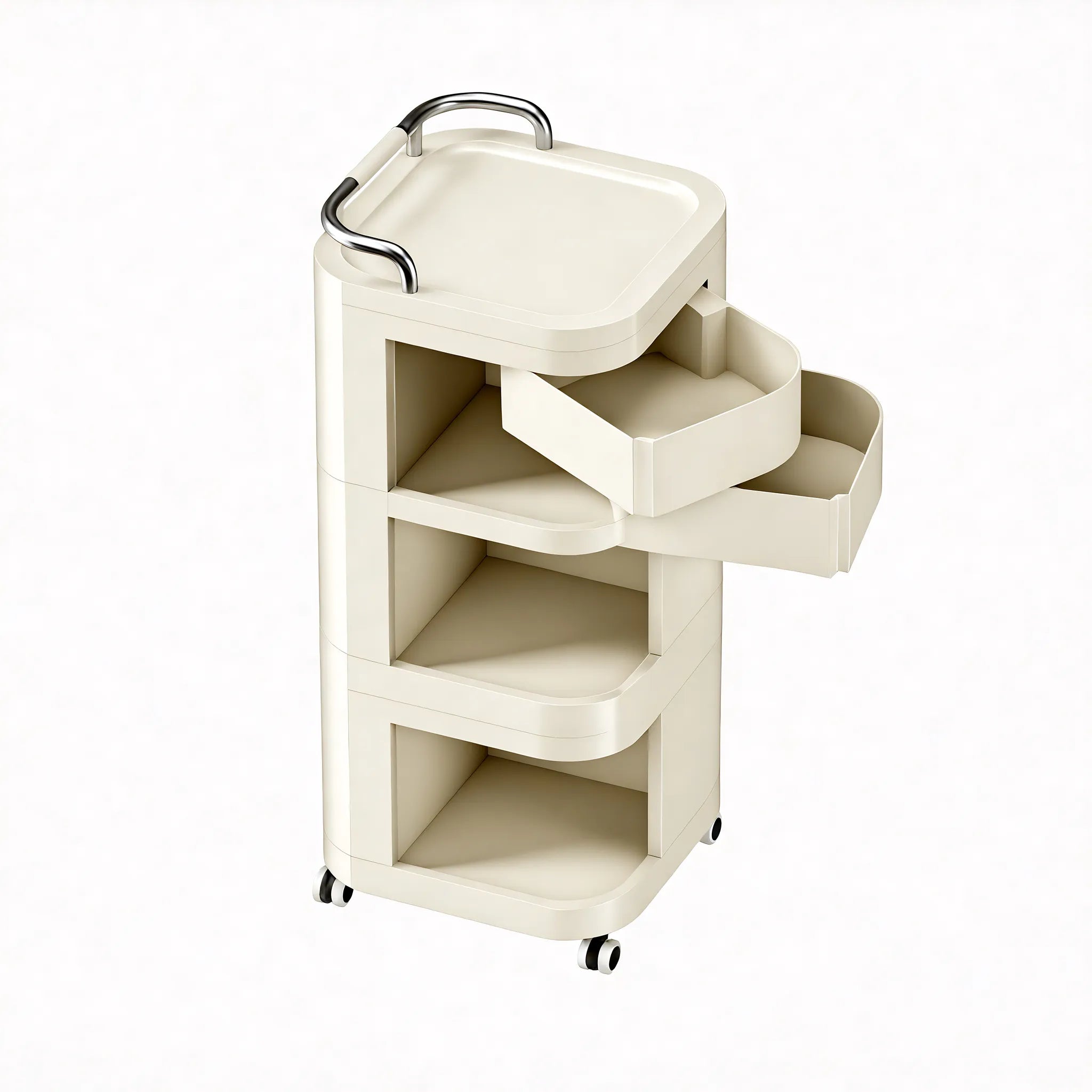 The Nomad StashCart – Stylish Mobility for Your Space Aescraft 3 3 Layer White-2 Drawers