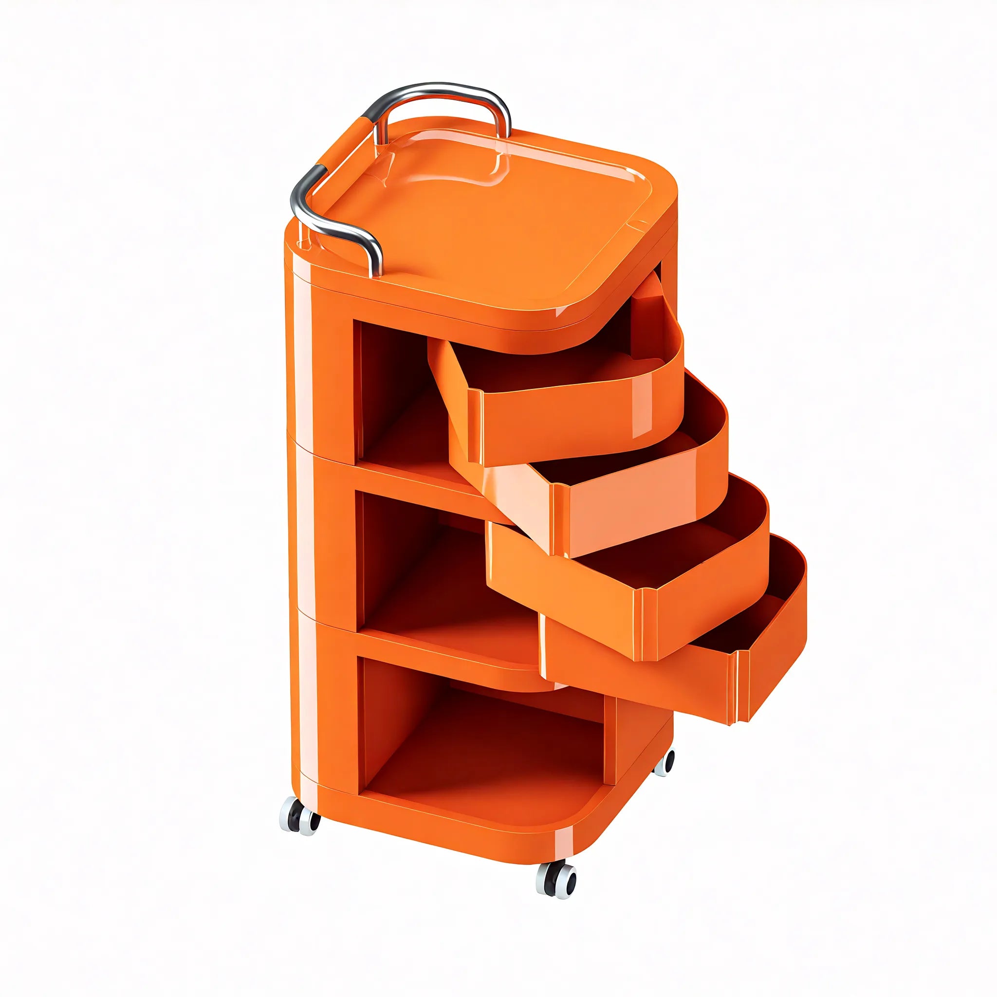 The Nomad StashCart – Stylish Mobility for Your Space Aescraft 3 3 Layer Orange-4 Drawers
