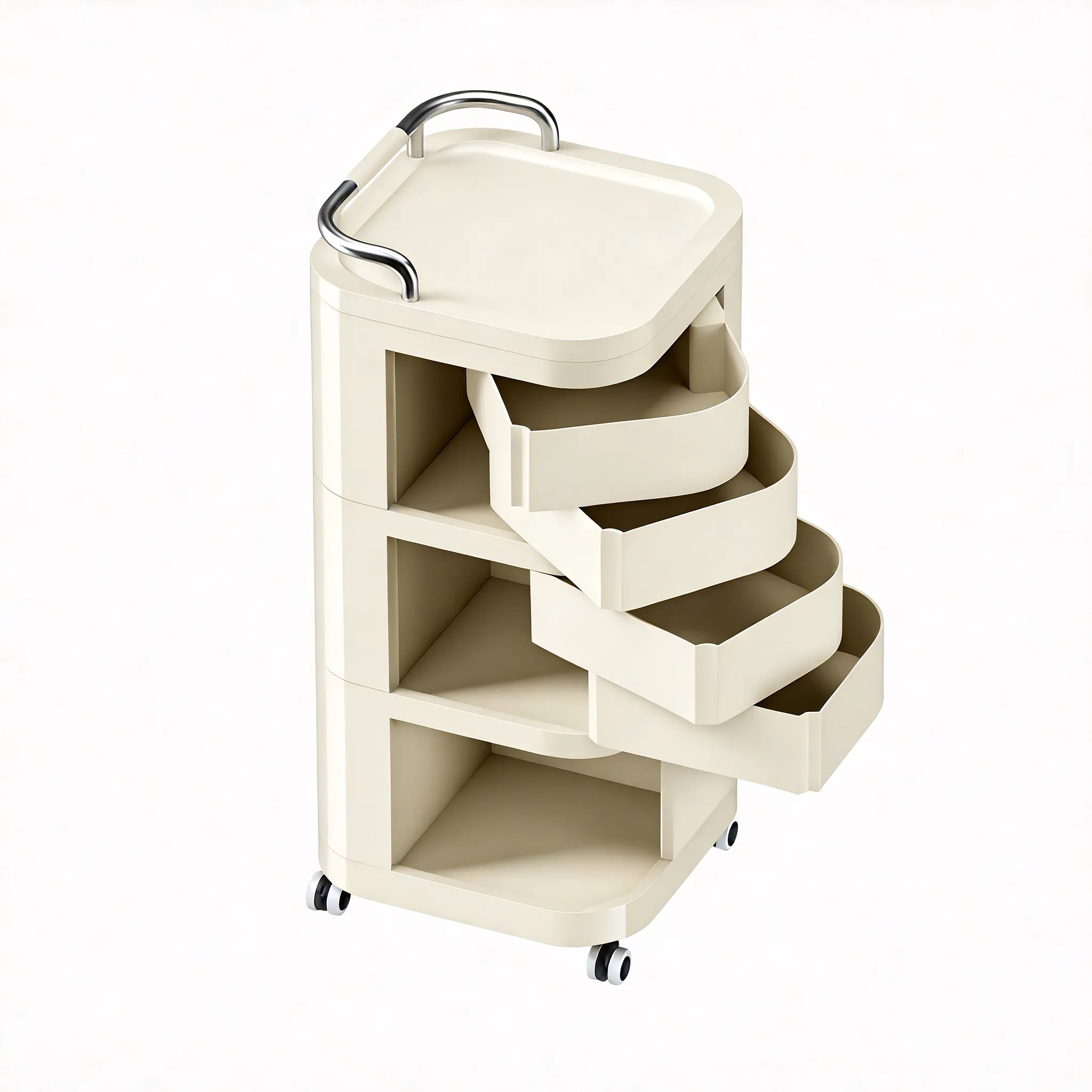 The Nomad StashCart – Stylish Mobility for Your Space Aescraft 3 3 Layer White-4 Drawers
