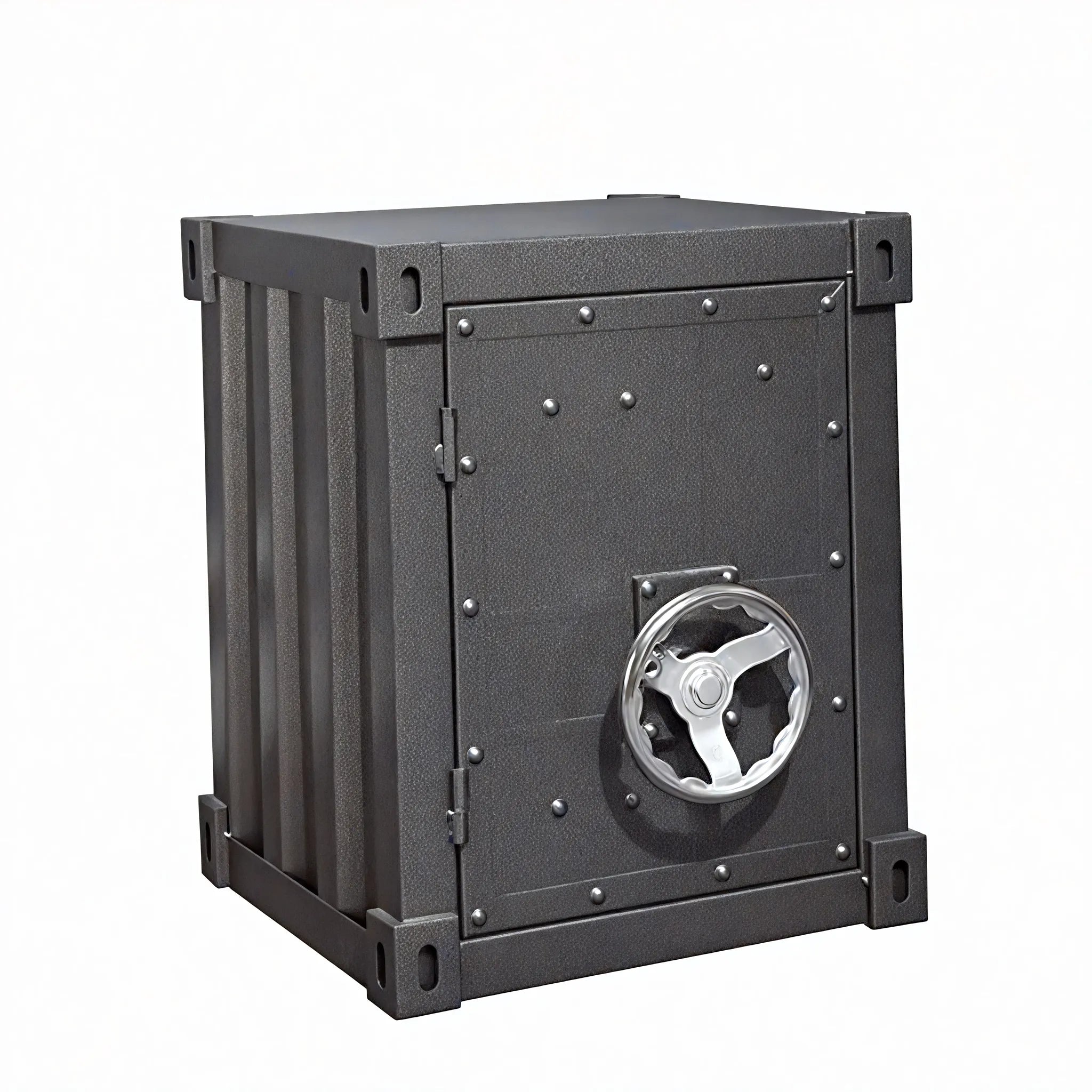 Vault-Inspired Metal Storage Cabinet  Aescraft Frosted Silver