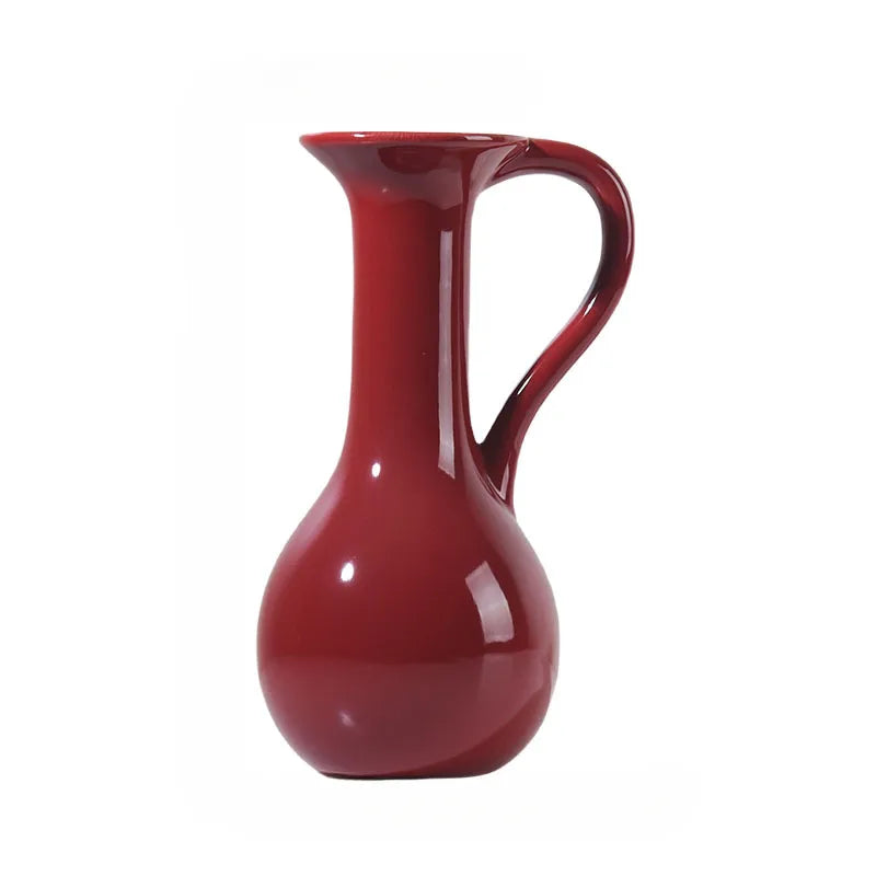 Vintage Charm Jug – Ceramic Pitcher Vase  Aescraft Red