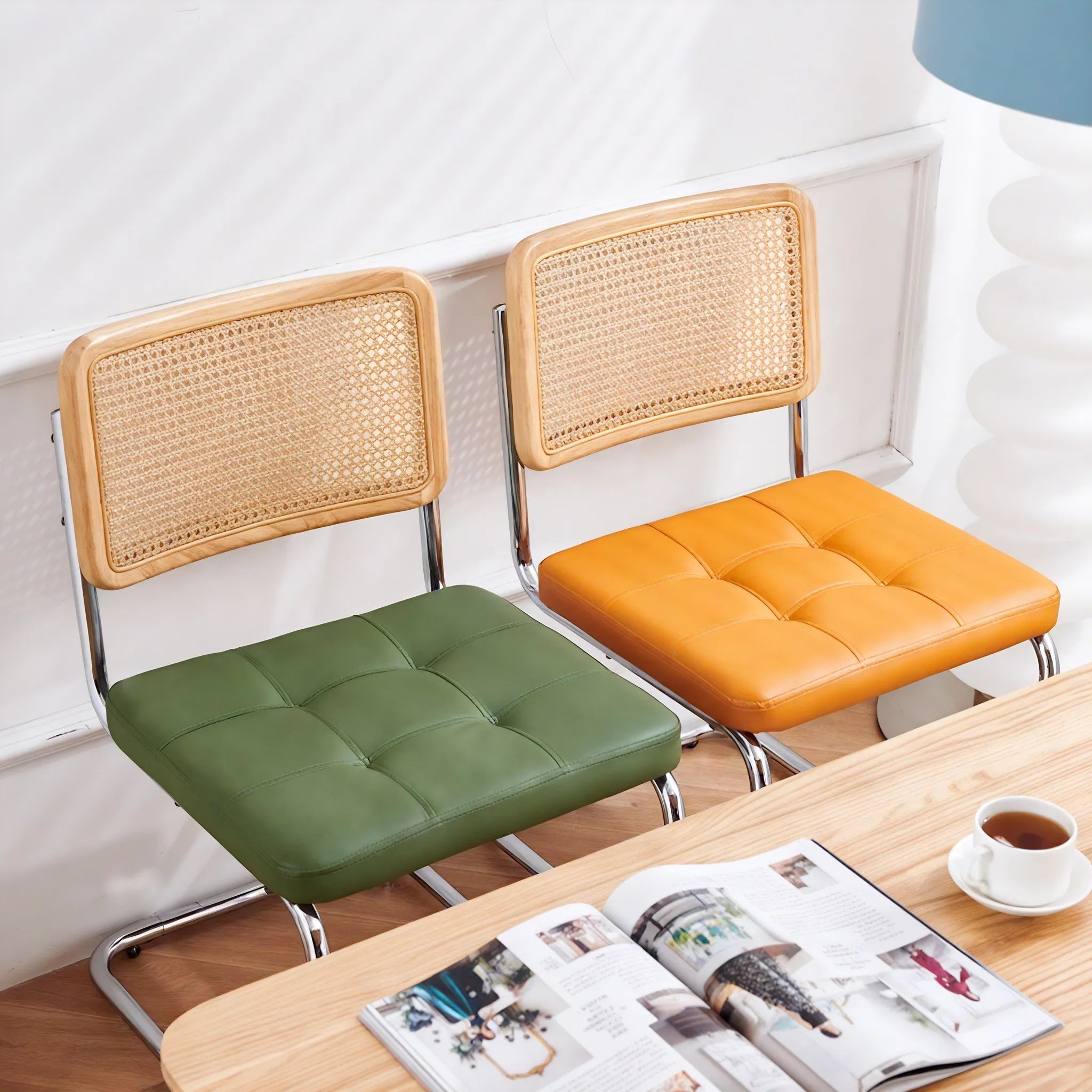 Vintage Nordic Rattan Dining Chair  Aescraft