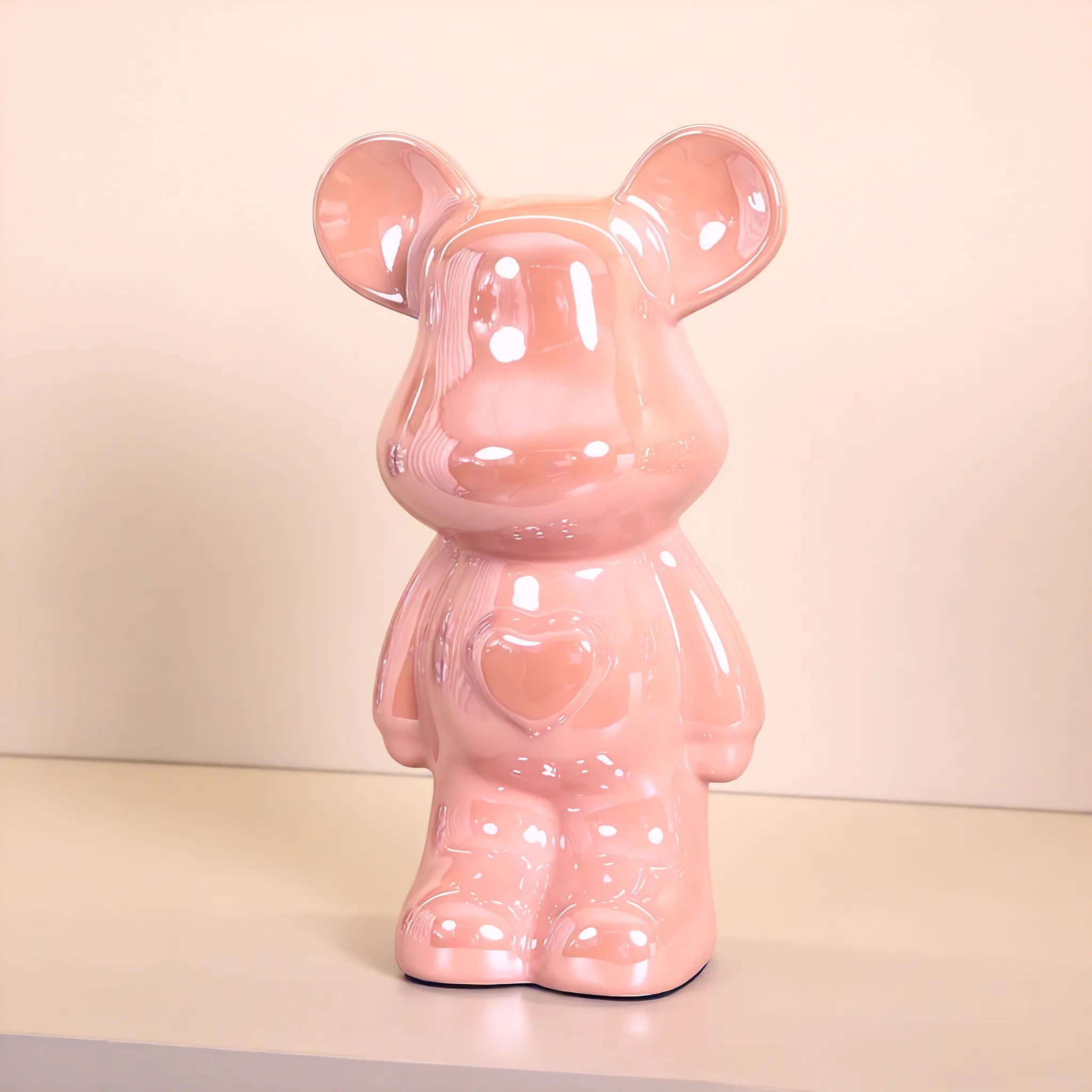 Ceramic Heart BearBrick Aescraft Pink