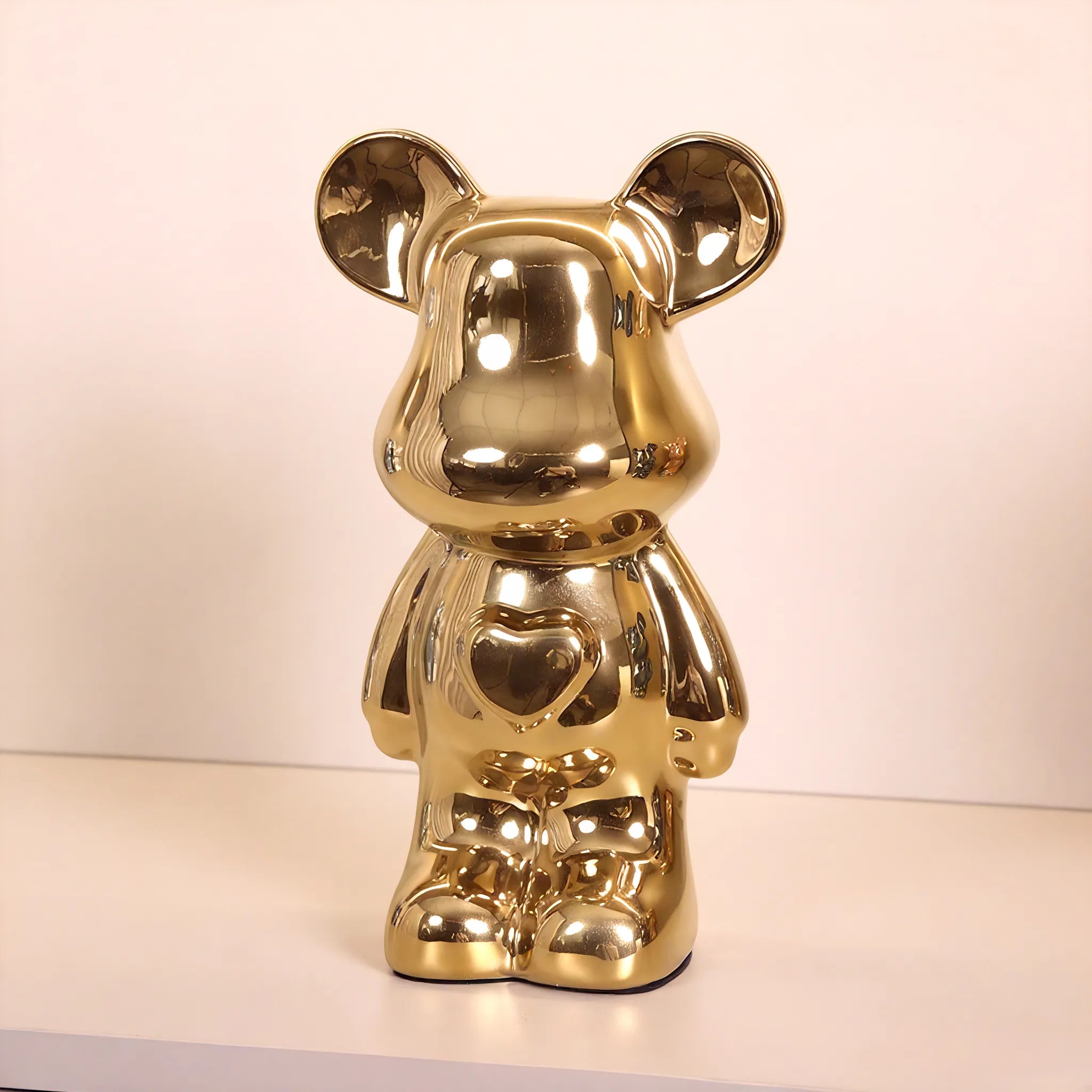 Ceramic Heart BearBrick Aescraft Gold