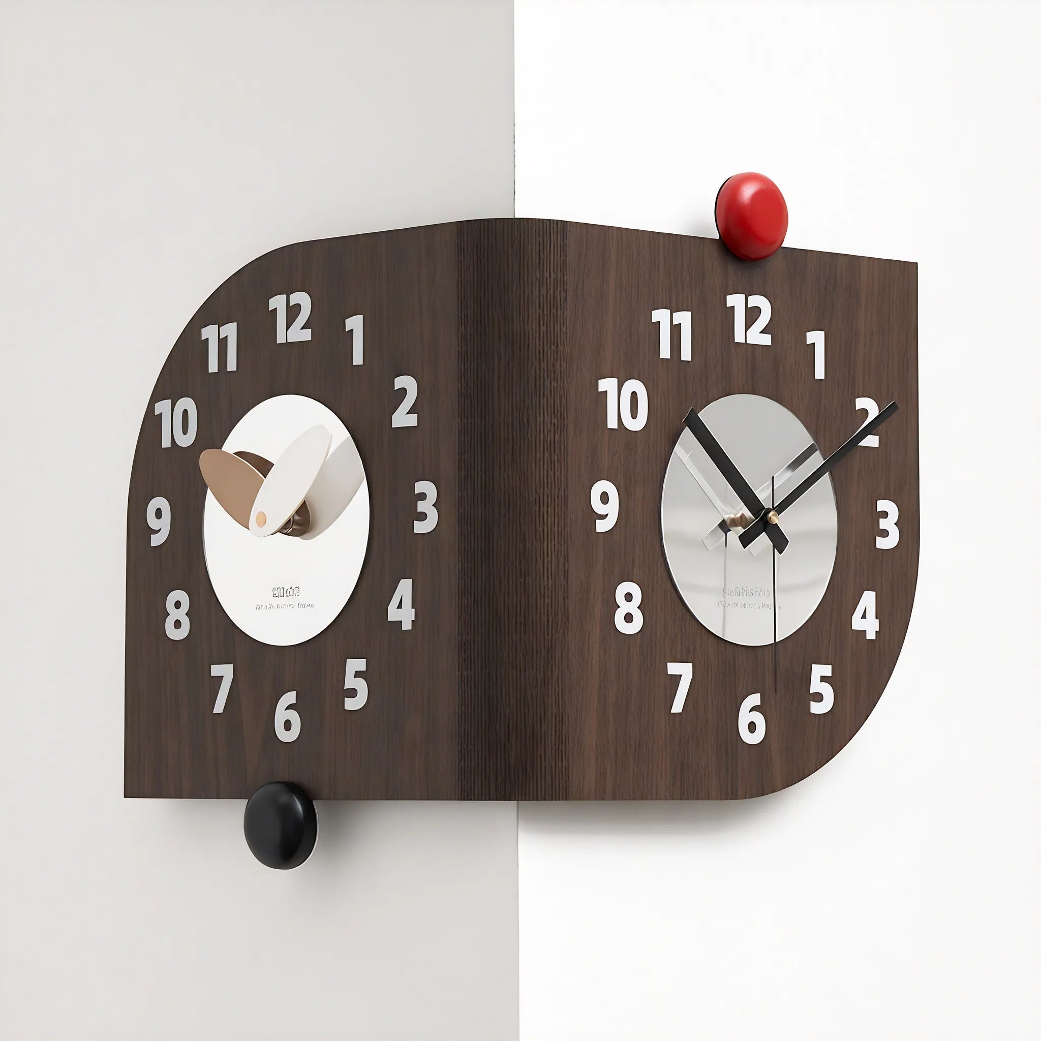 Dual-Faced Modern Wall Clock  Aescraft Brown  